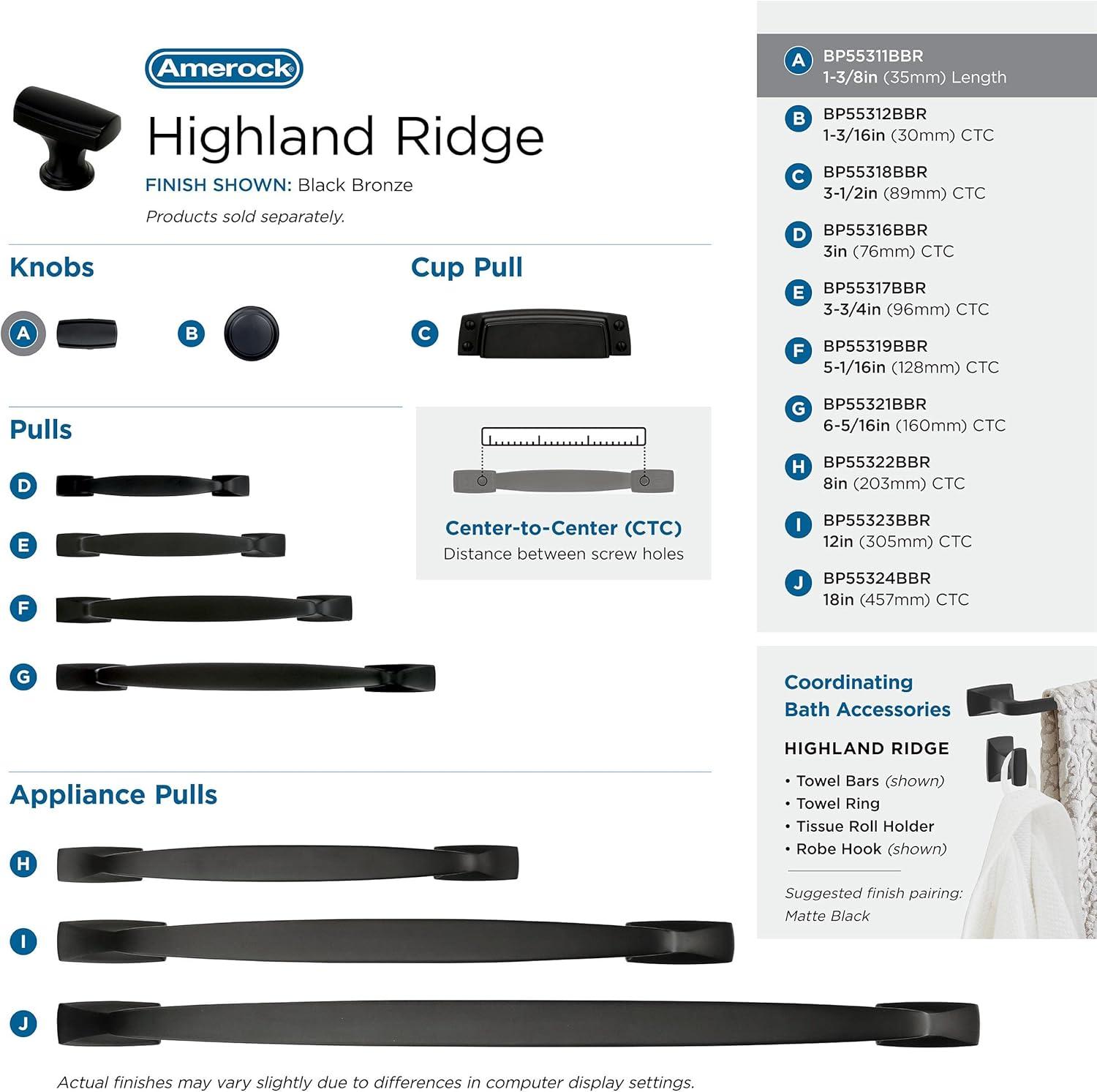 Highland Ridge 1 1/8" Length Bar Knob