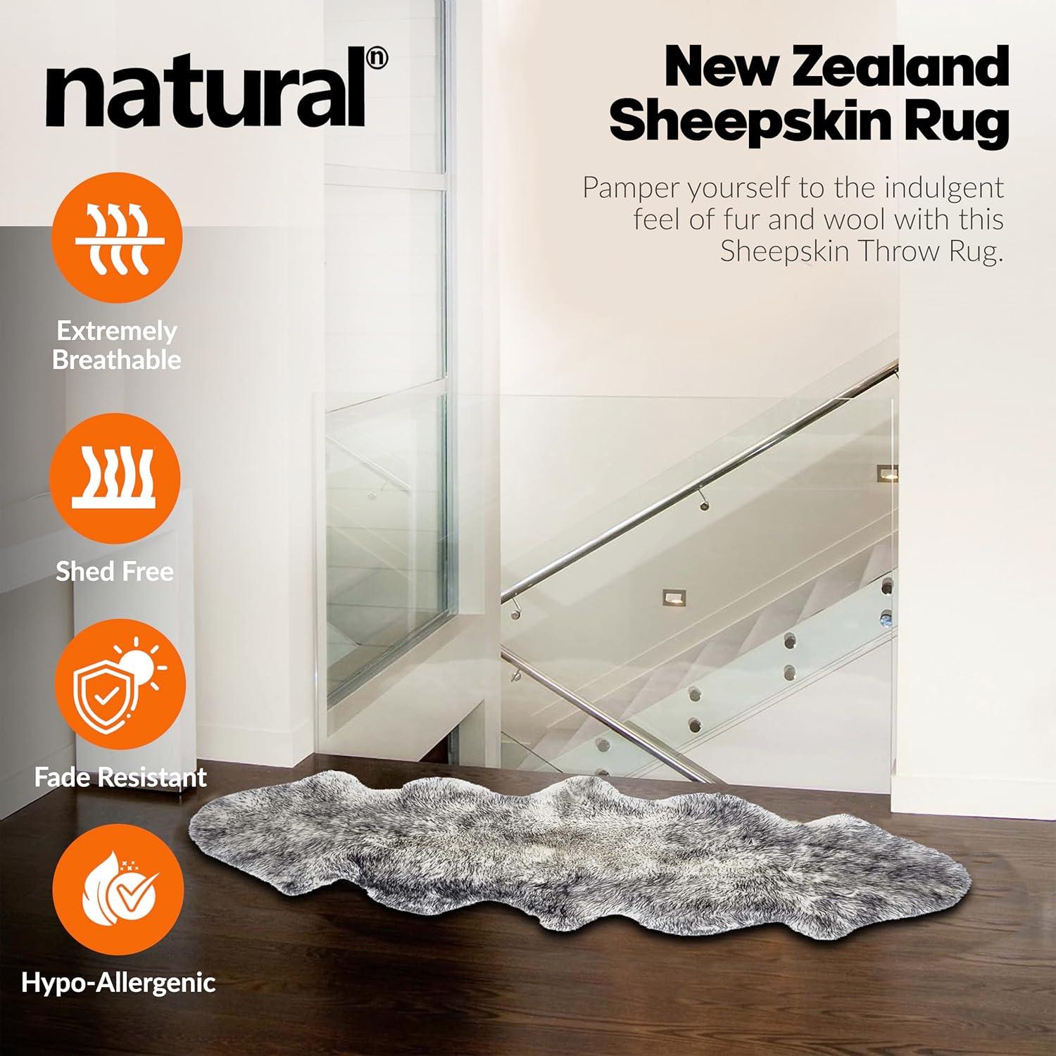 Natural New Zealand Sheepskin Trio Rug | Gradient grey | 3'x5'