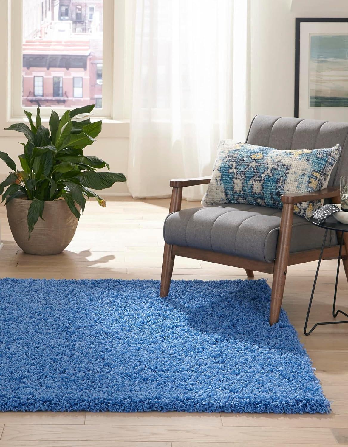 Unique Loom 8' 0 x 11' 0 Rectangle Solid Shag Periwinkle Blue Area Rug