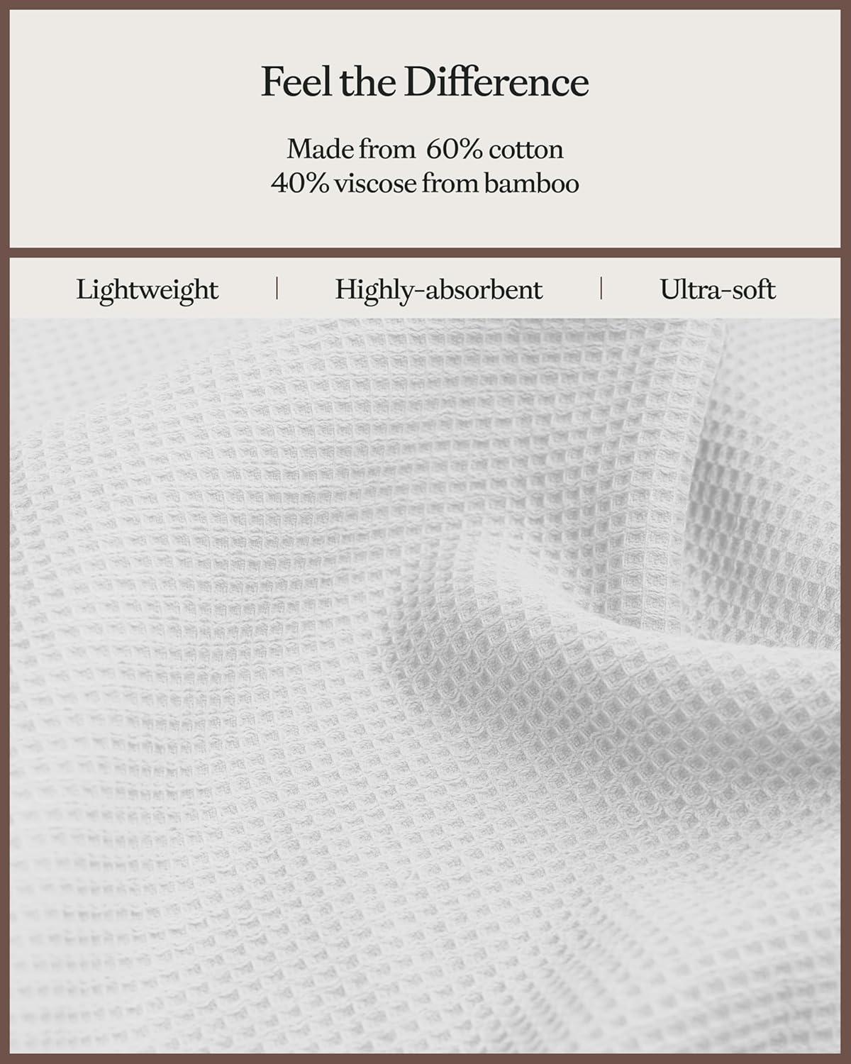 White Bamboo Cotton Waffle Hand Towels Set