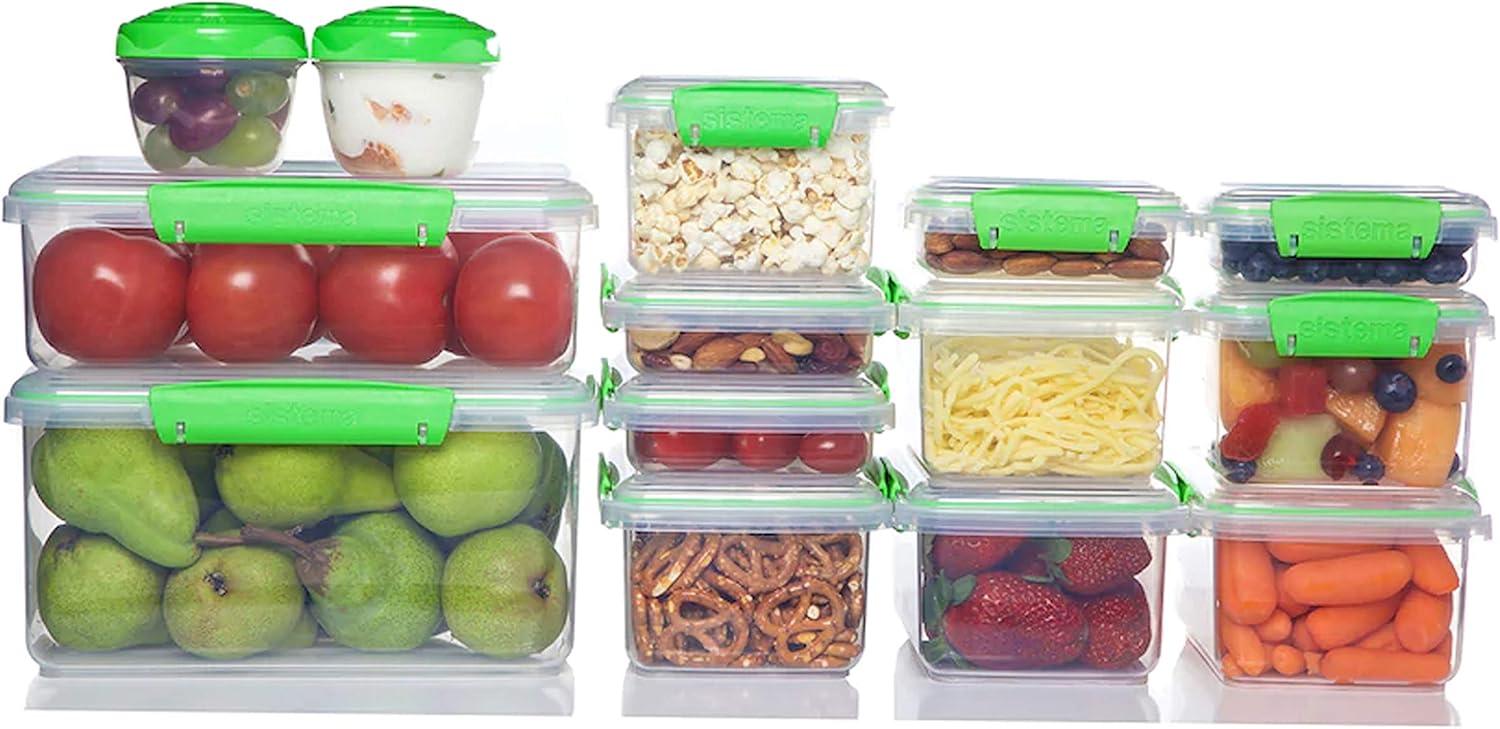 Green BPA-Free Plastic 28-Piece Food Storage Container Set