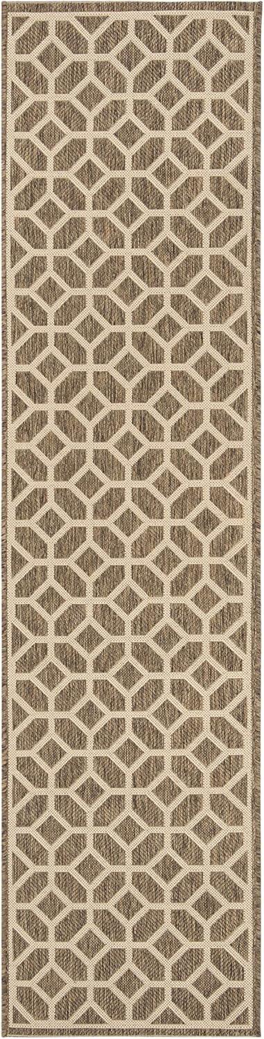 SAFAVIEH Beach House Kadri Geometric Indoor/Outdoor Runner Rug, Beige/Cream, 2'2" x 8'