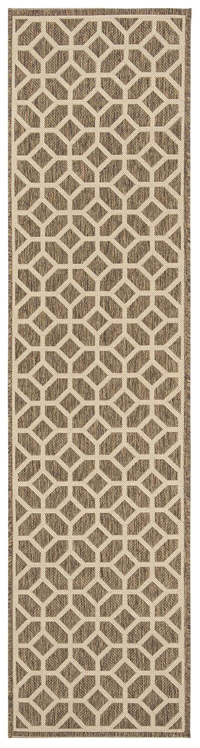 SAFAVIEH Beach House Kadri Geometric Indoor/Outdoor Runner Rug, Beige/Cream, 2'2" x 8'