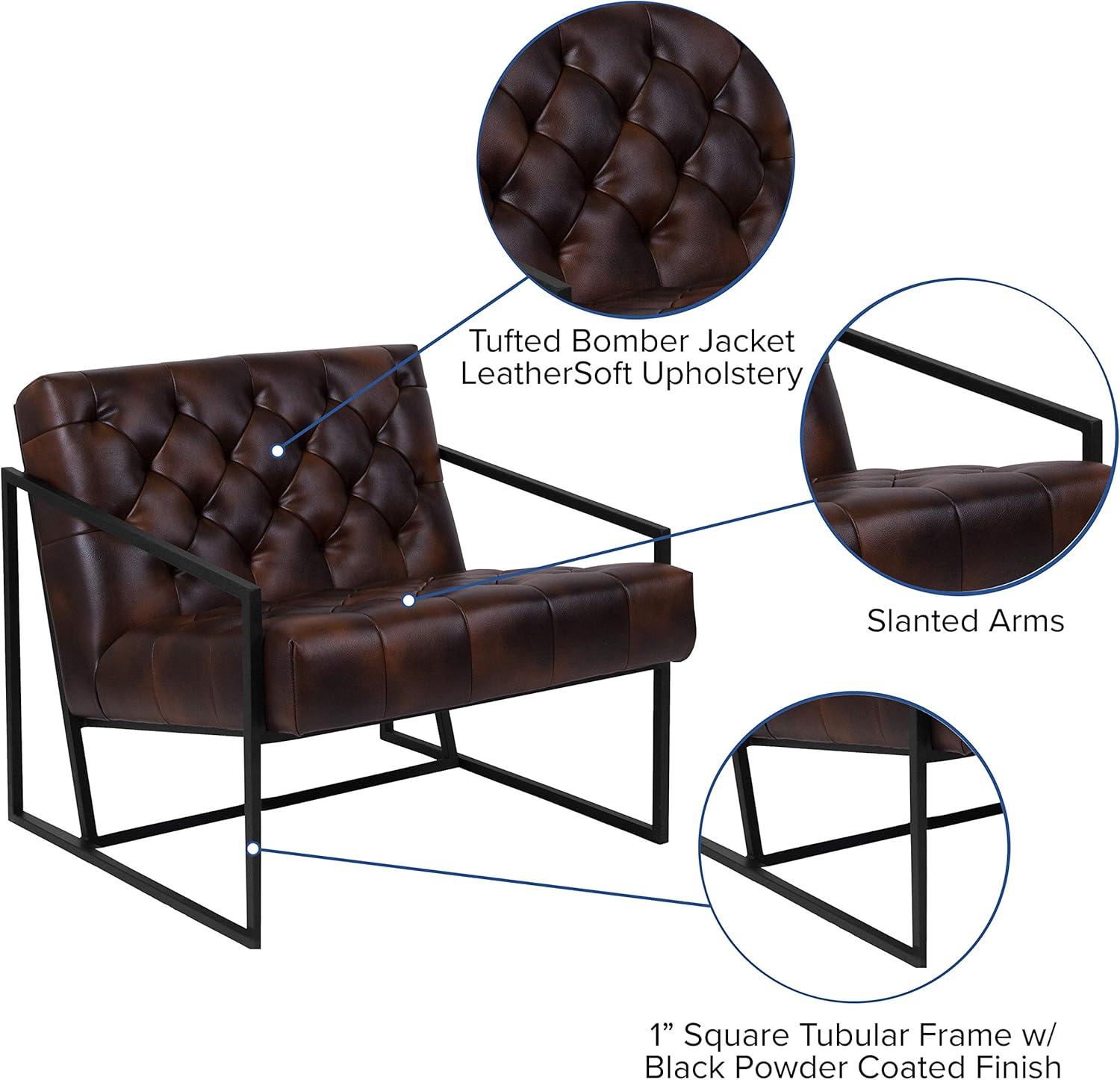 Flash Furniture Hercules Madison Bomber Jacket LeatherSoft Tufted Lounge Chair