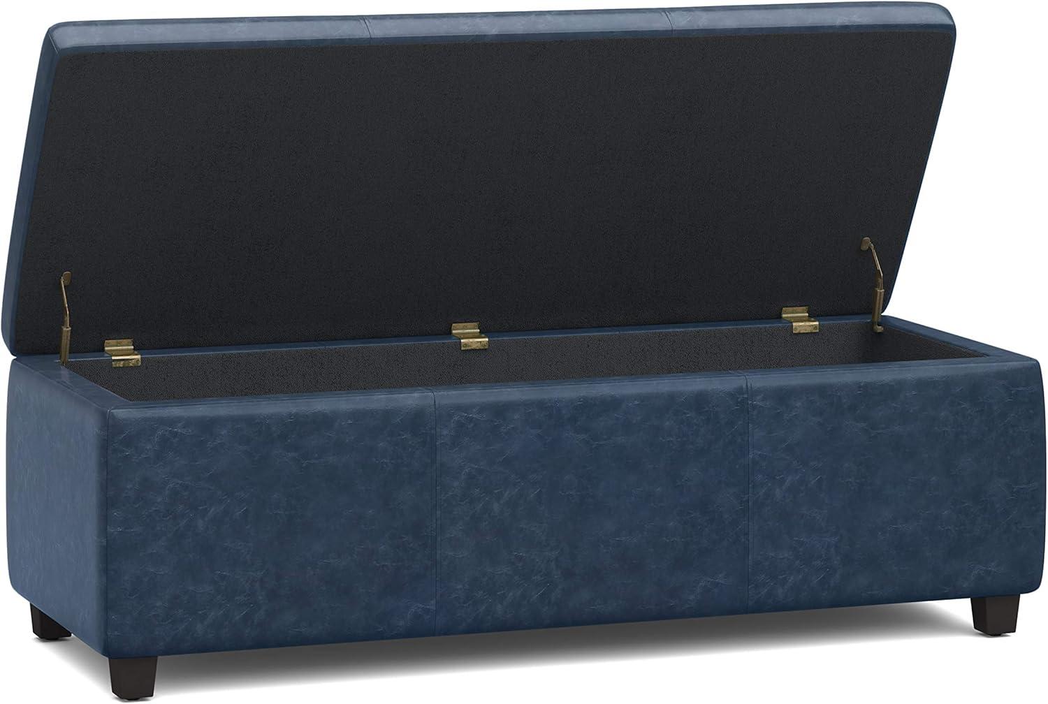 Simpli Home Avalon 48"W Upholstered Storage Ottoman Bench with Large Interior Storage