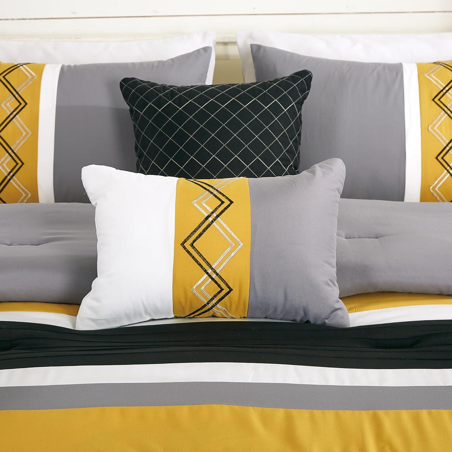 Chezmoi Collection Microfiber Modern & Contemporary 7 Piece Comforter Set