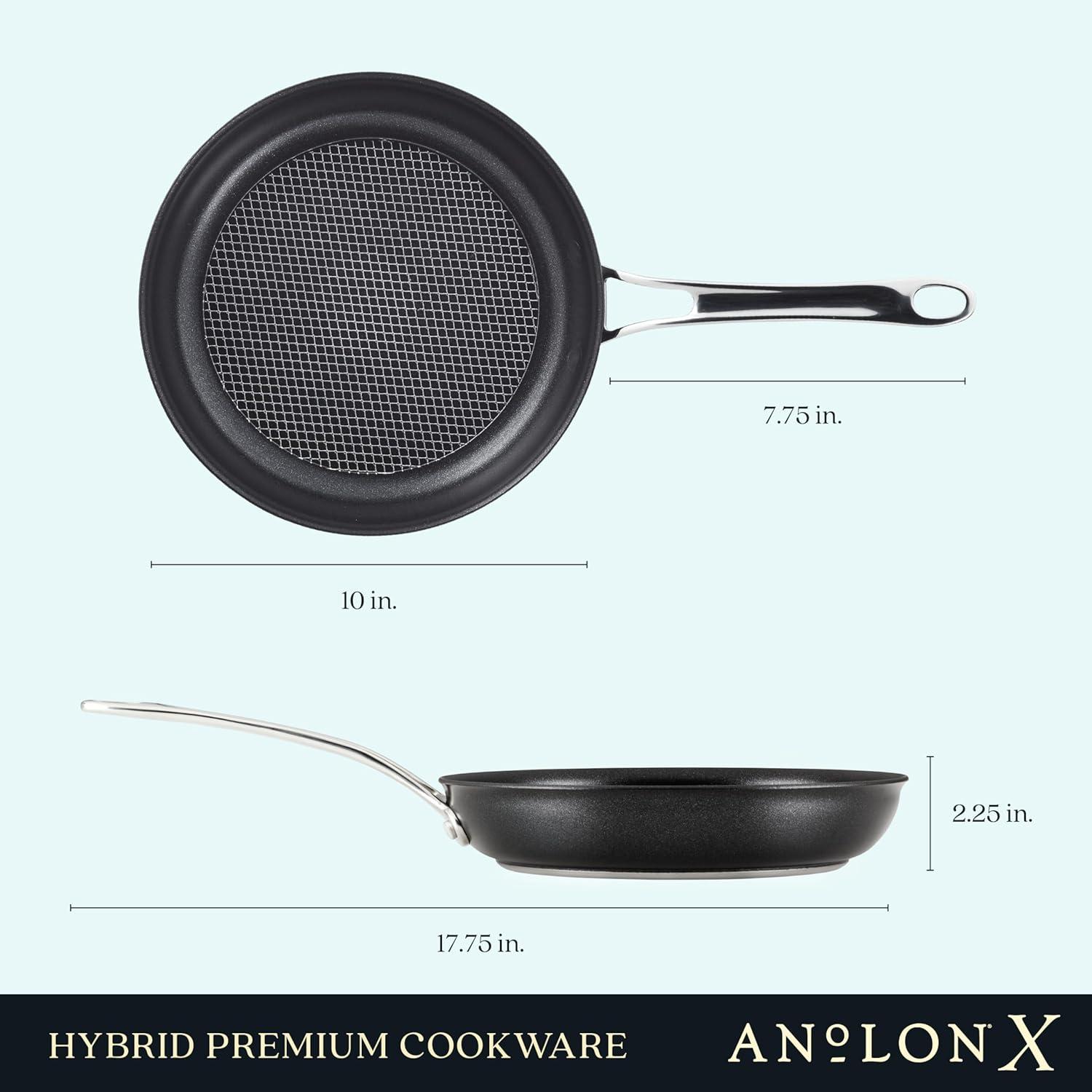 Anolon X Dark Gray 10" and 12" Nonstick Stainless Steel Frying Pan Set