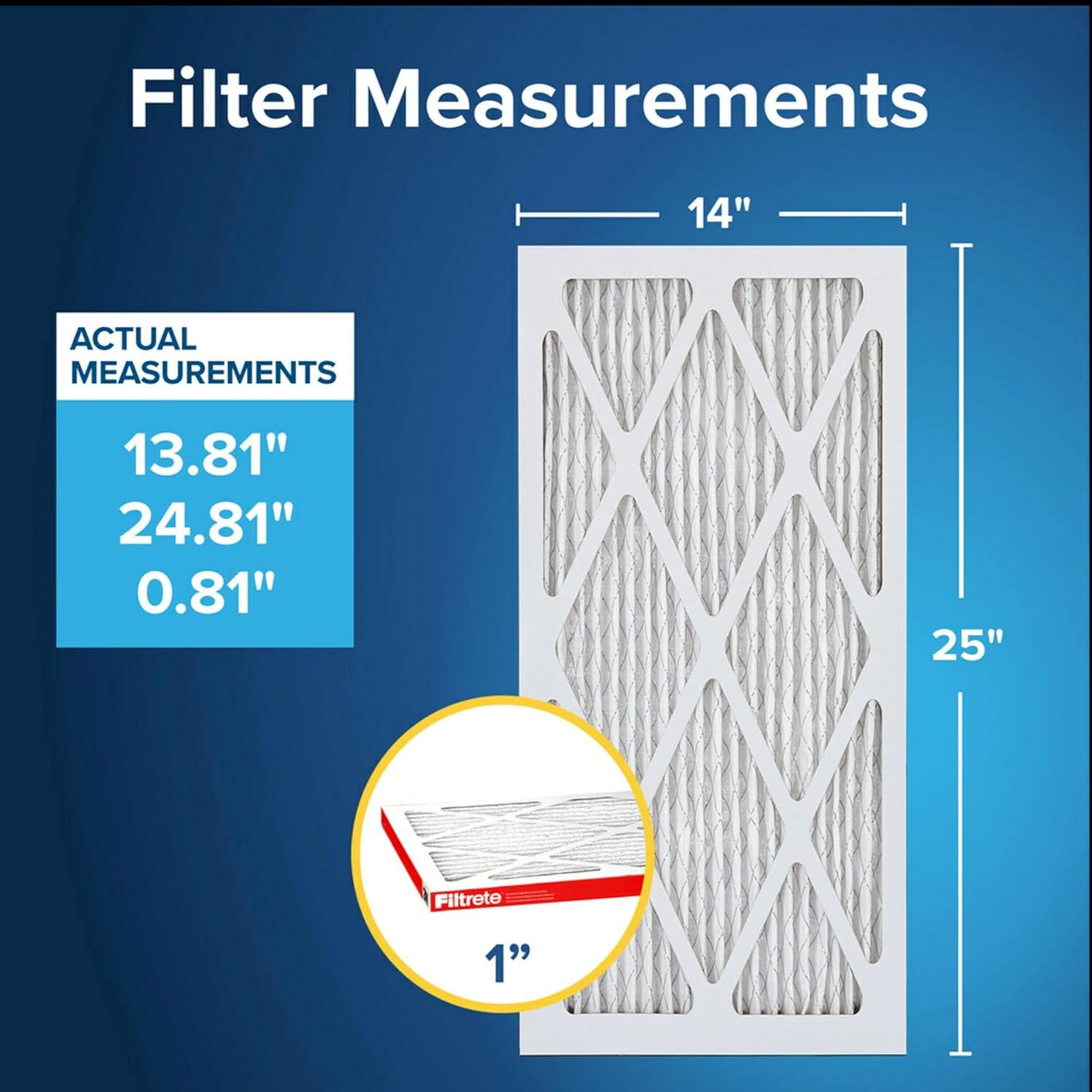 Filtrete 14x25x1 Air Filter, MPR 1000 MERV 11, Allergen Defense, 4 Filters