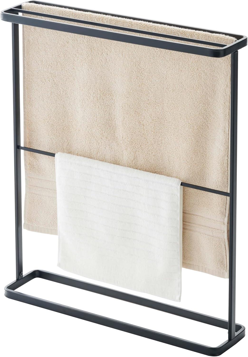 Black Steel Slim Portable Bath Towel Hanger