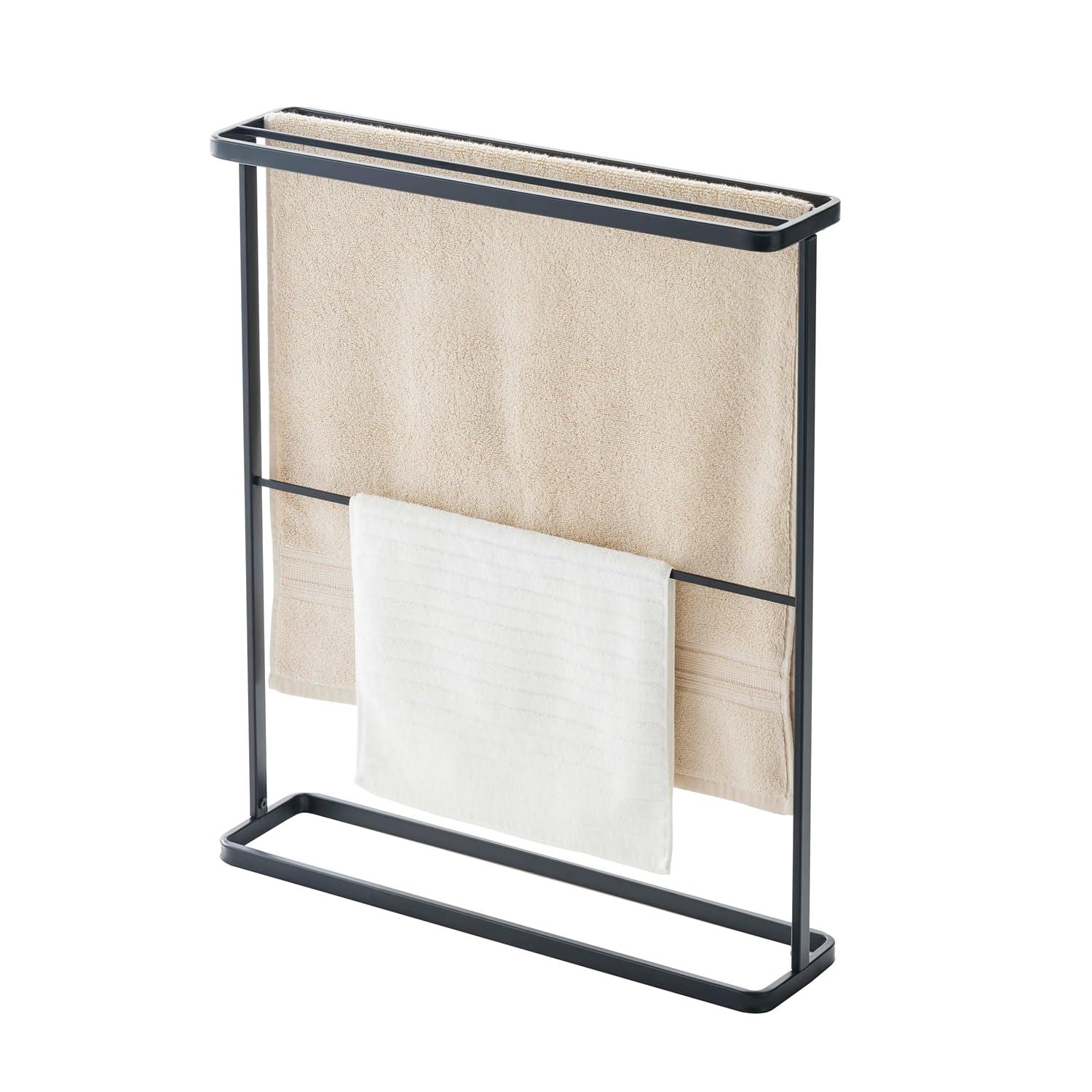 Yamazaki Home Bath Towel Hanger - Bathroom Organizer Storage Holder Dry Rack, Steel