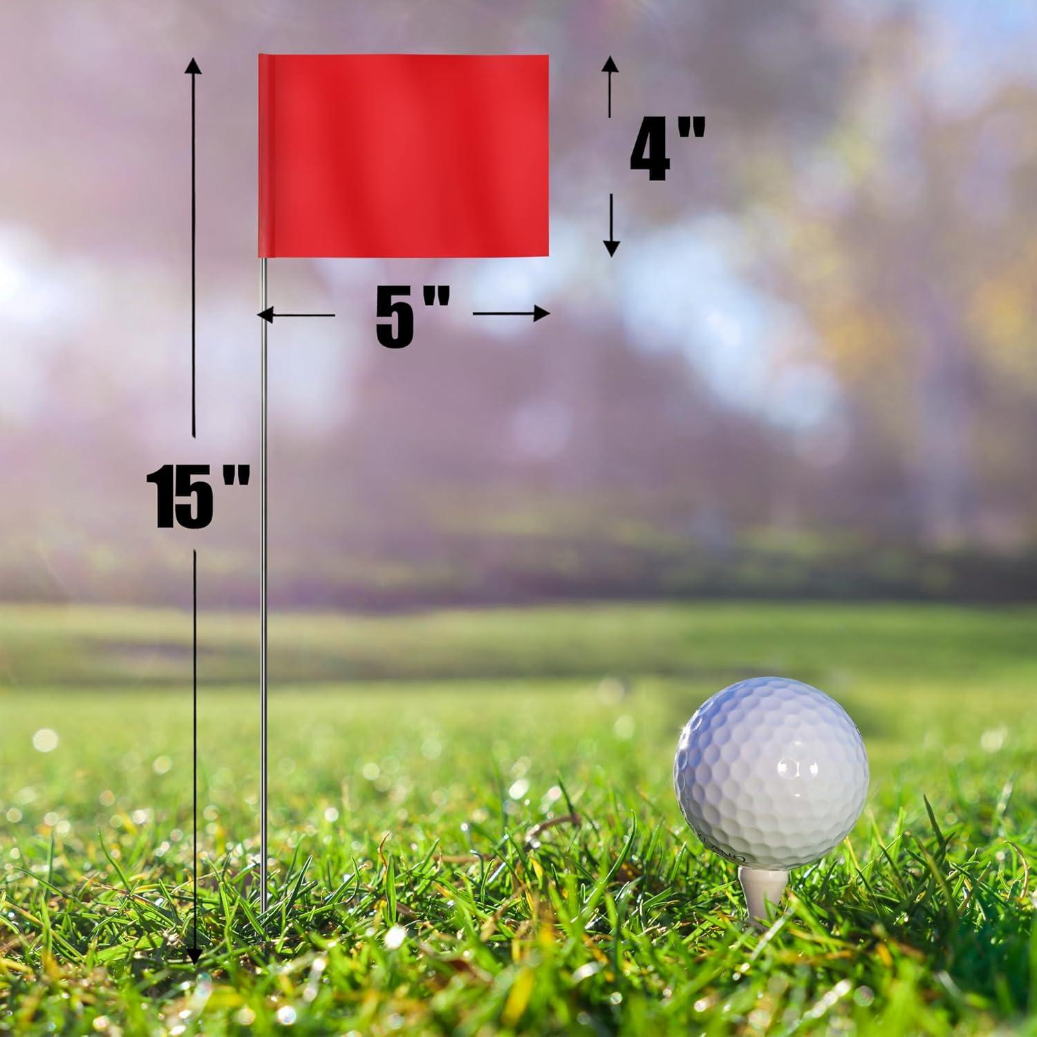 Anley 100 Pcs Red Marking Flags 4" X 5" - Vinyl Irrigation Sprinkler Flag with 15 Inch Steel Wire Stake - Small Marker Flags