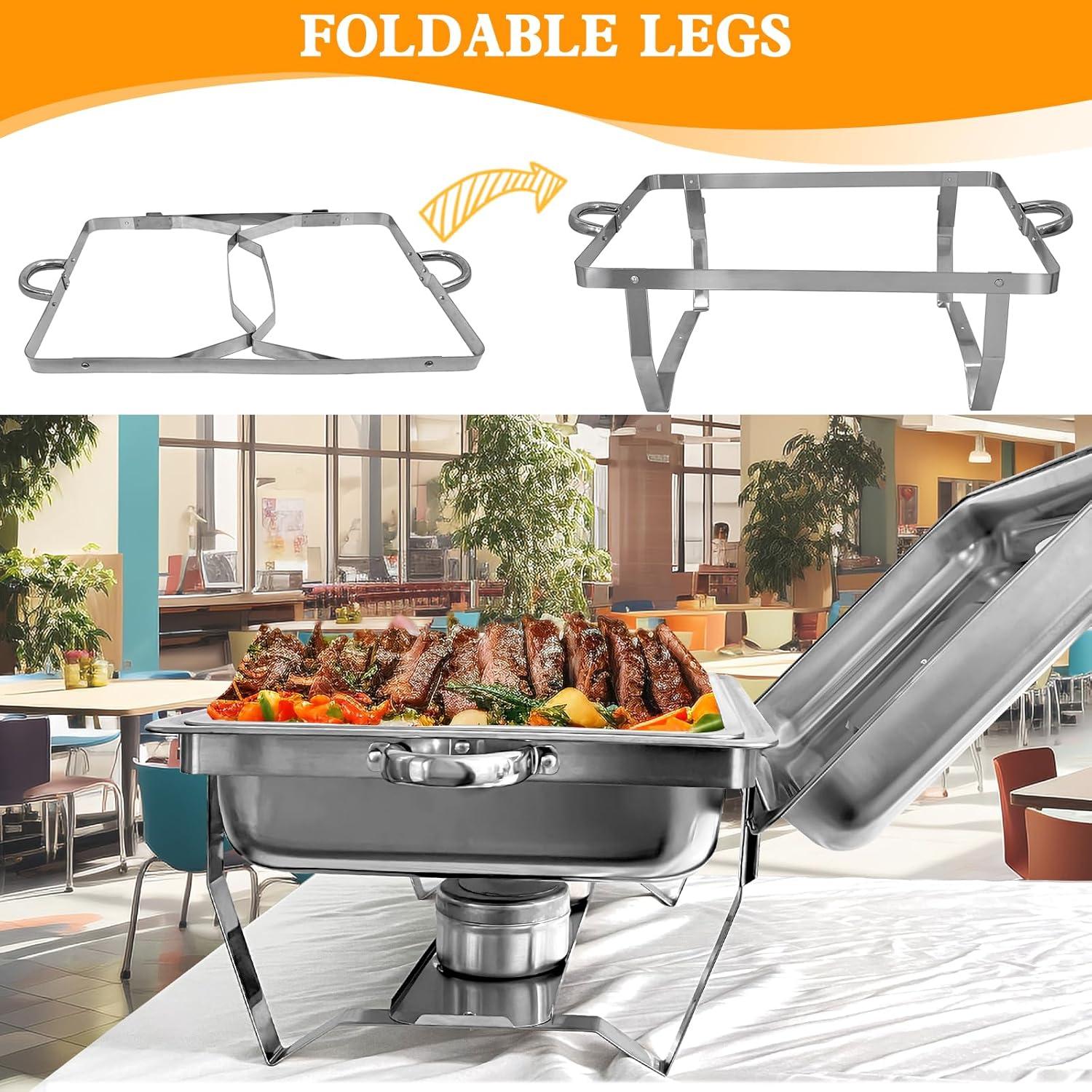 The Party Aisle™ Chafing Dishes For Buffet 4 Pack, 8 Qt Stainless Steel Chafers And Buffet Warmers Sets With Lid, Rectangle Serving Food Warmer Catering Supplies Buffet Display For Parties