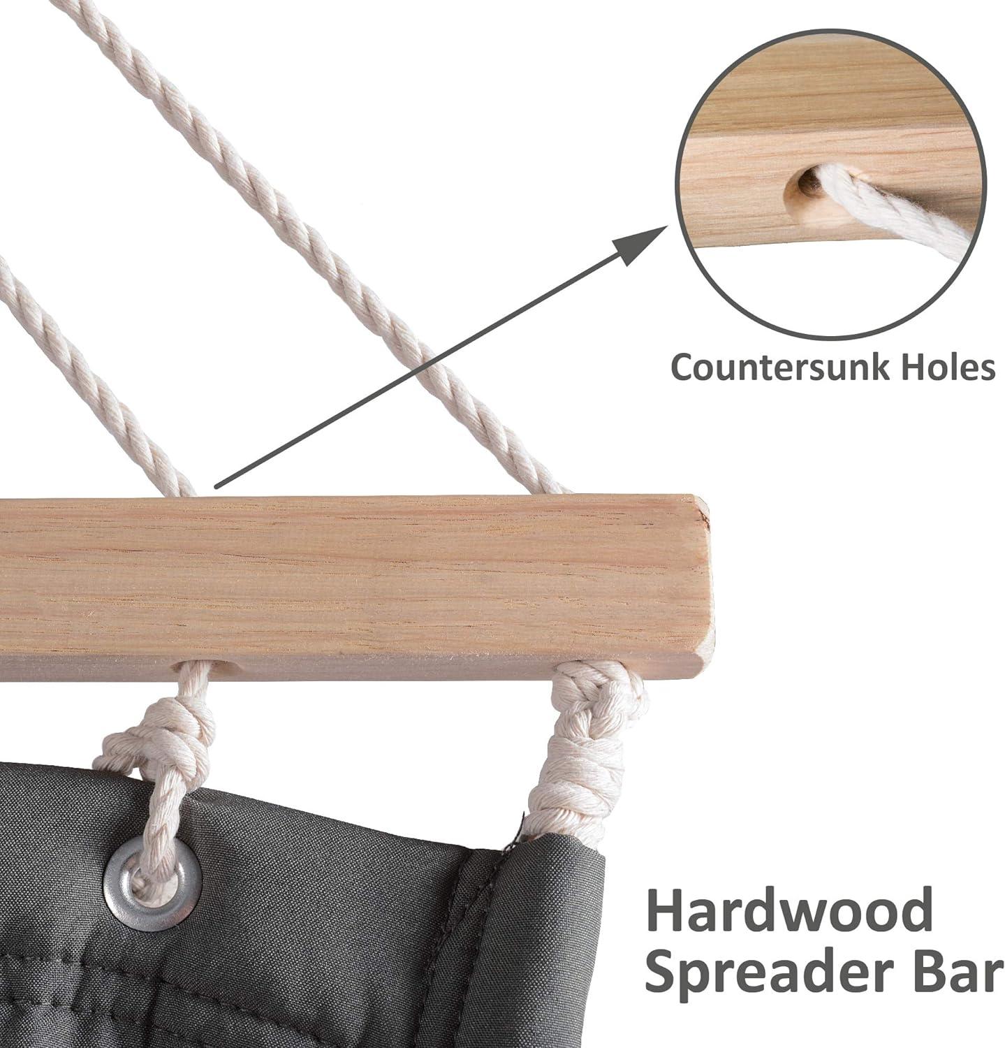 Heavy Duty Hanging Tree Hammock for Two with Large Soft Pillows Grey