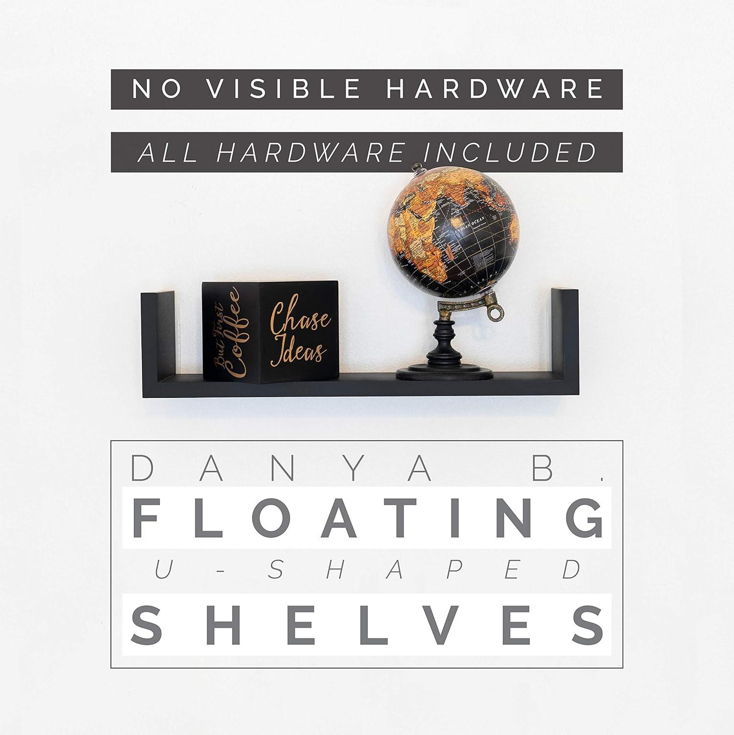 3pc Wall Shelving Set Black - Danya B.: Contemporary Floating Display & Storage