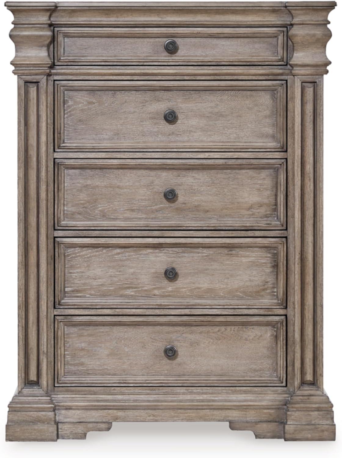 Traditional Brown 5-Drawer Chest with Dovetail and Ball Bearing Glides