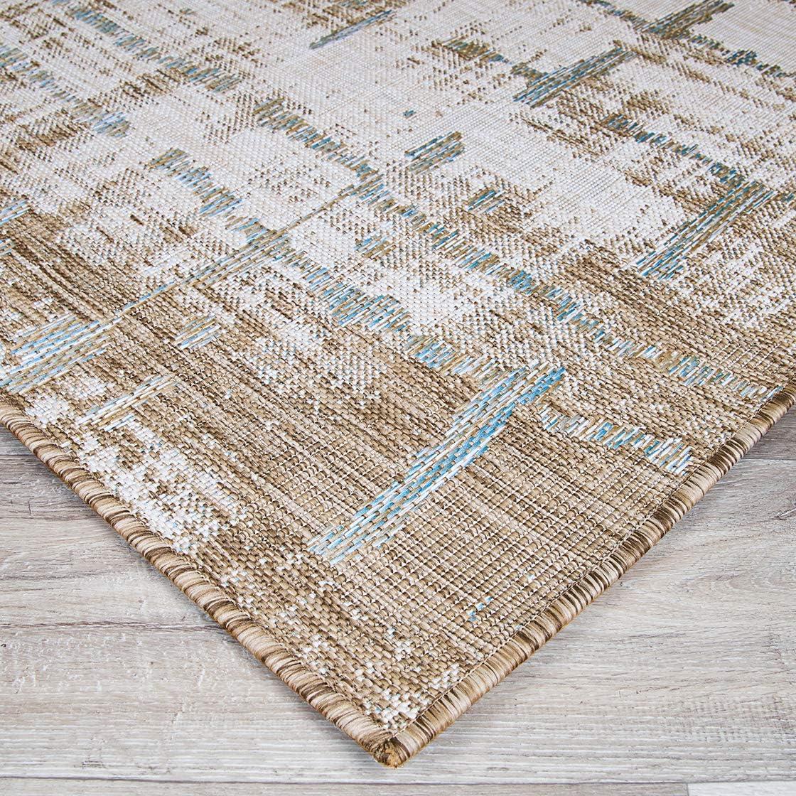 Couristan 5.25' x 7.5' Brown and Ivory Contemporary Rectangular Outdoor Area Throw Rug