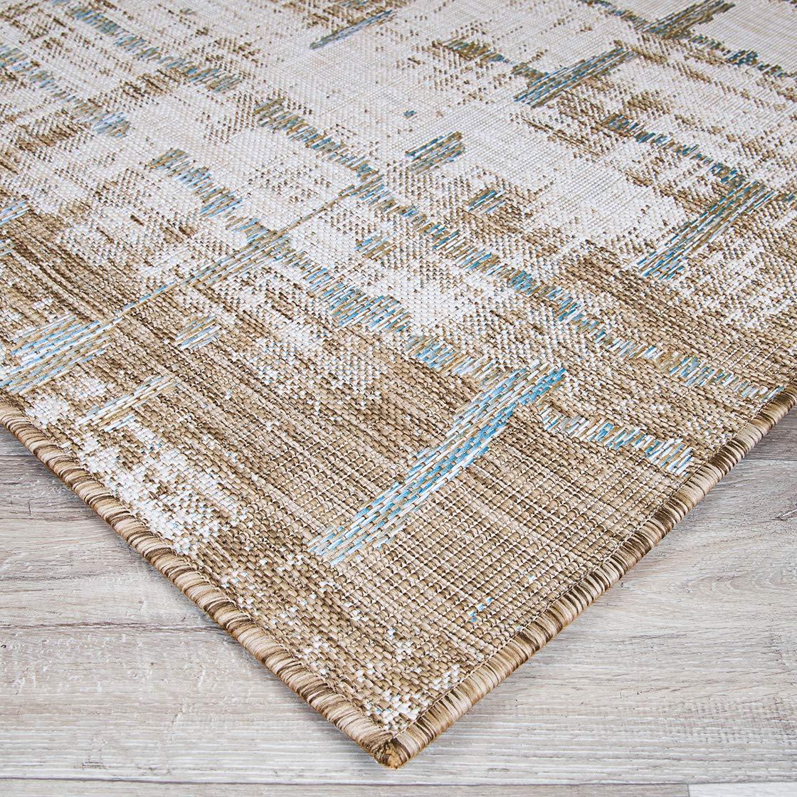Couristan 5.25' x 7.5' Brown and Ivory Contemporary Rectangular Outdoor Area Throw Rug