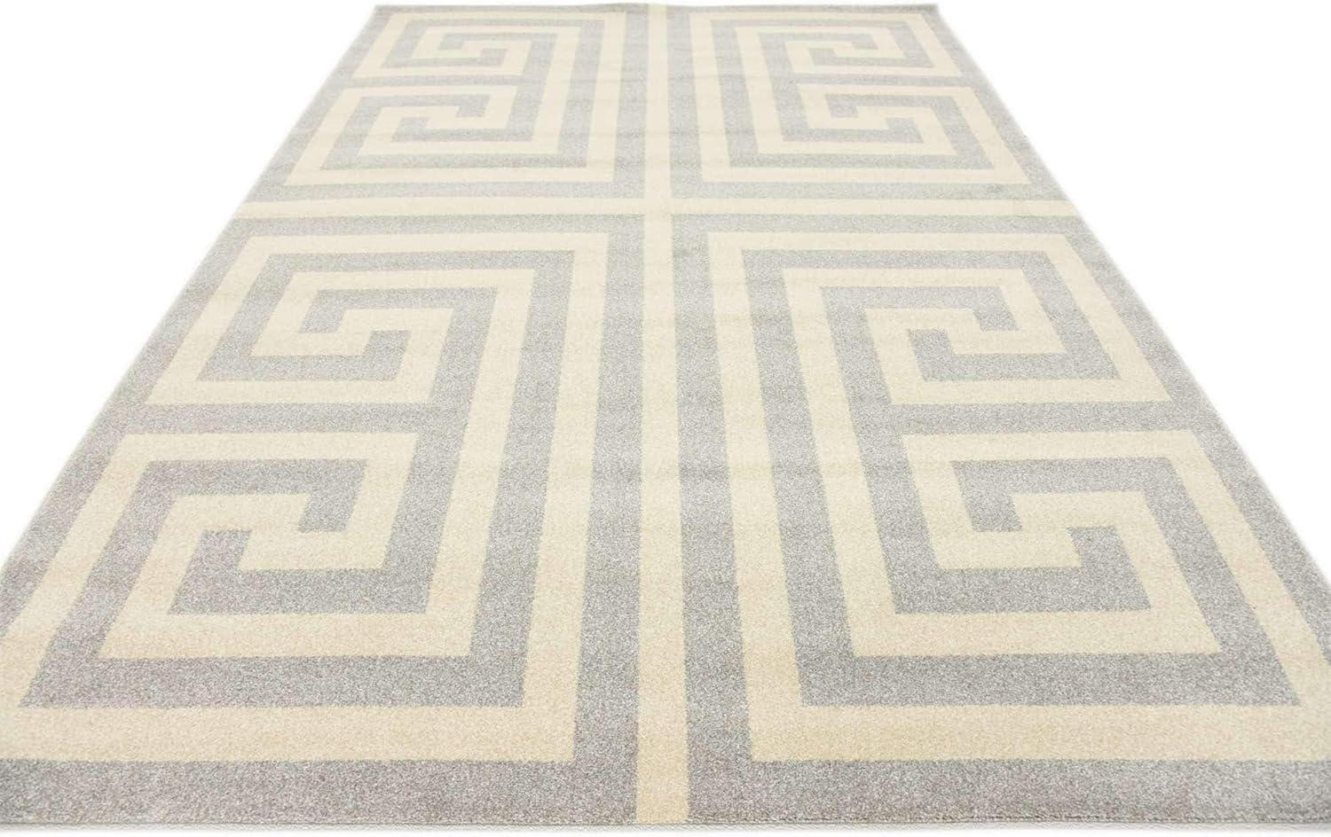 Hera Geometric Gray Synthetic 7'x10' Indoor Area Rug