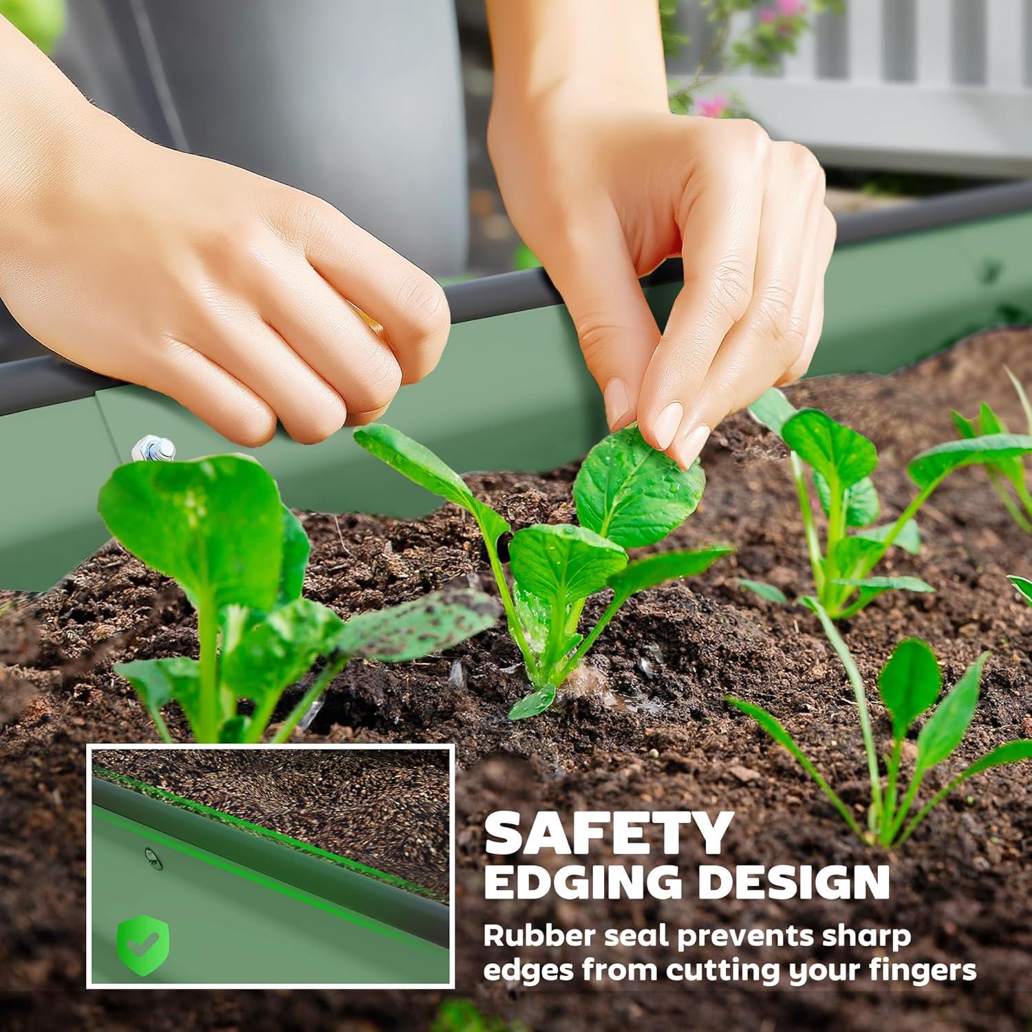 Outsunny 2PCS Galvanized Raised Garden Bed, 7' x 3' x 1' Raised Beds for Gardening with Metal Plant Stakes, Green