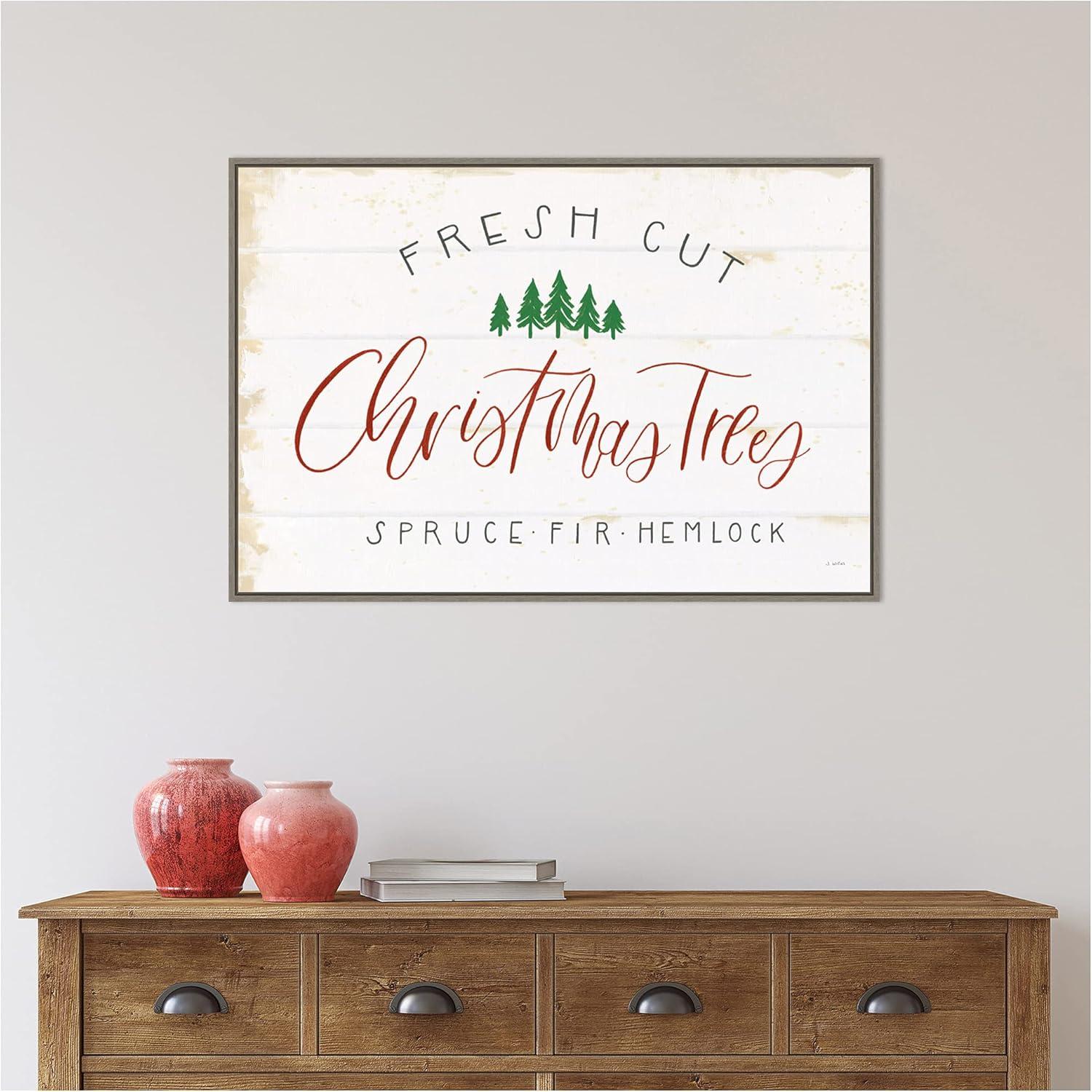33" x 22" Christmas Farm V Framed Wall Canvas - Amanti Art