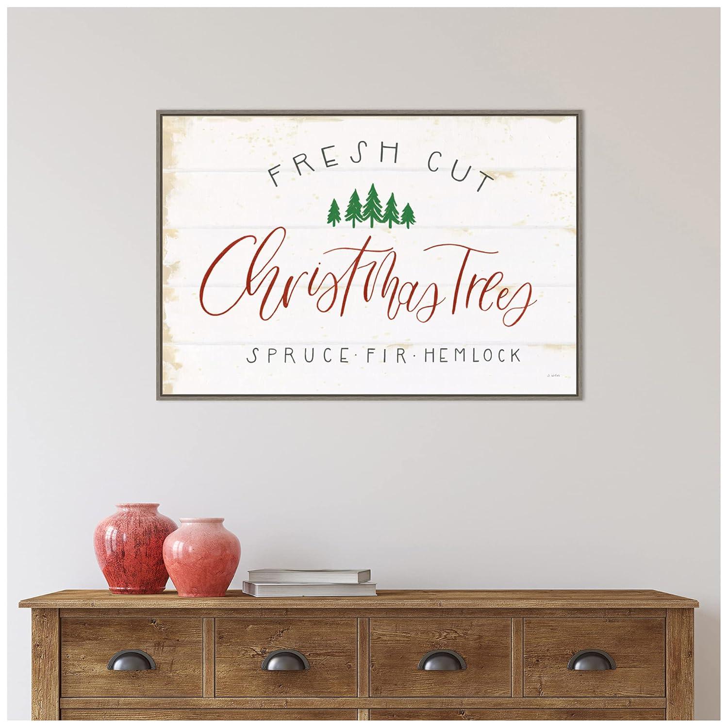 33" x 22" Christmas Farm V Framed Wall Canvas - Amanti Art