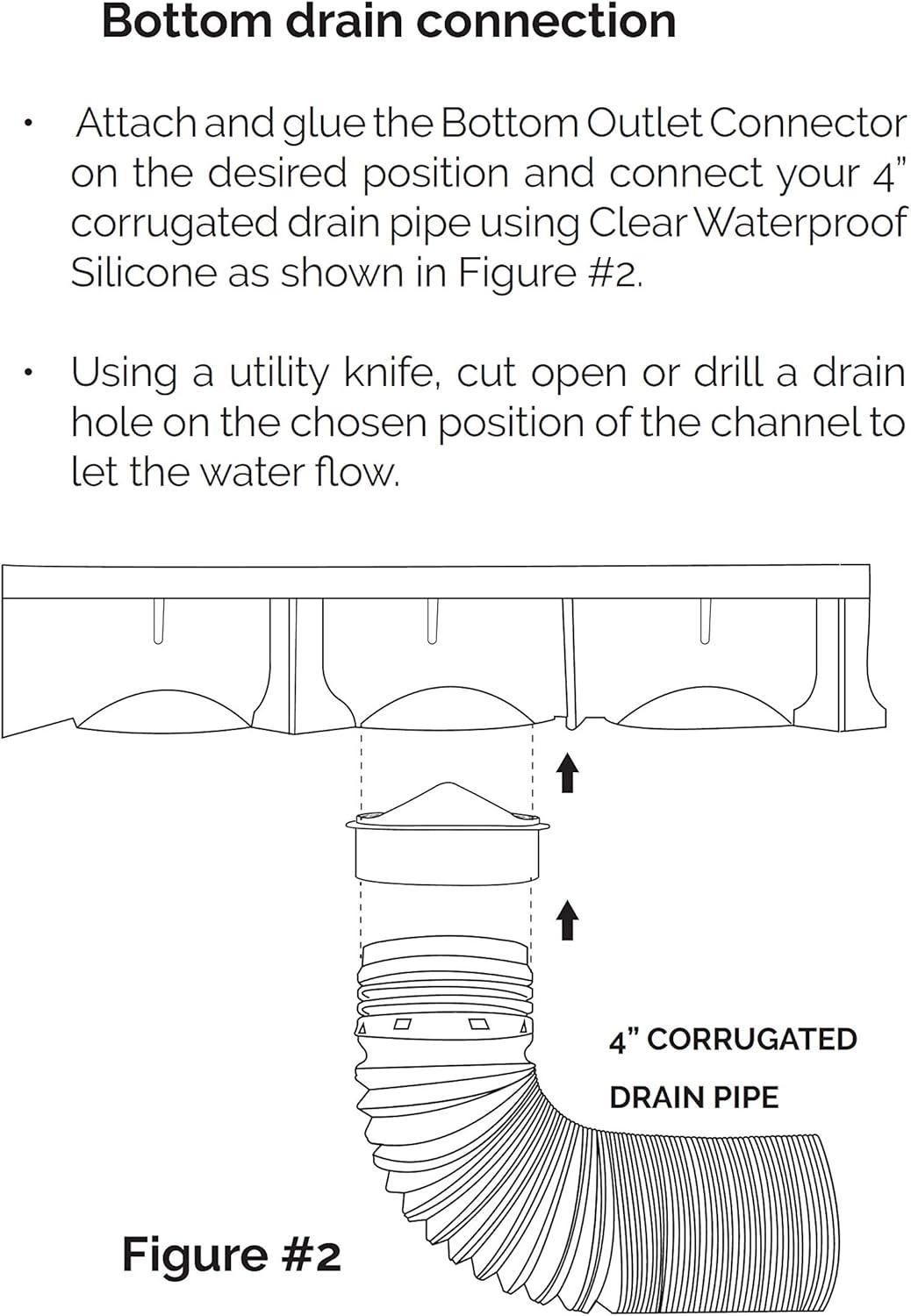 Black Polypropylene Bottom Outlet Connector for UA-100 Drain Series