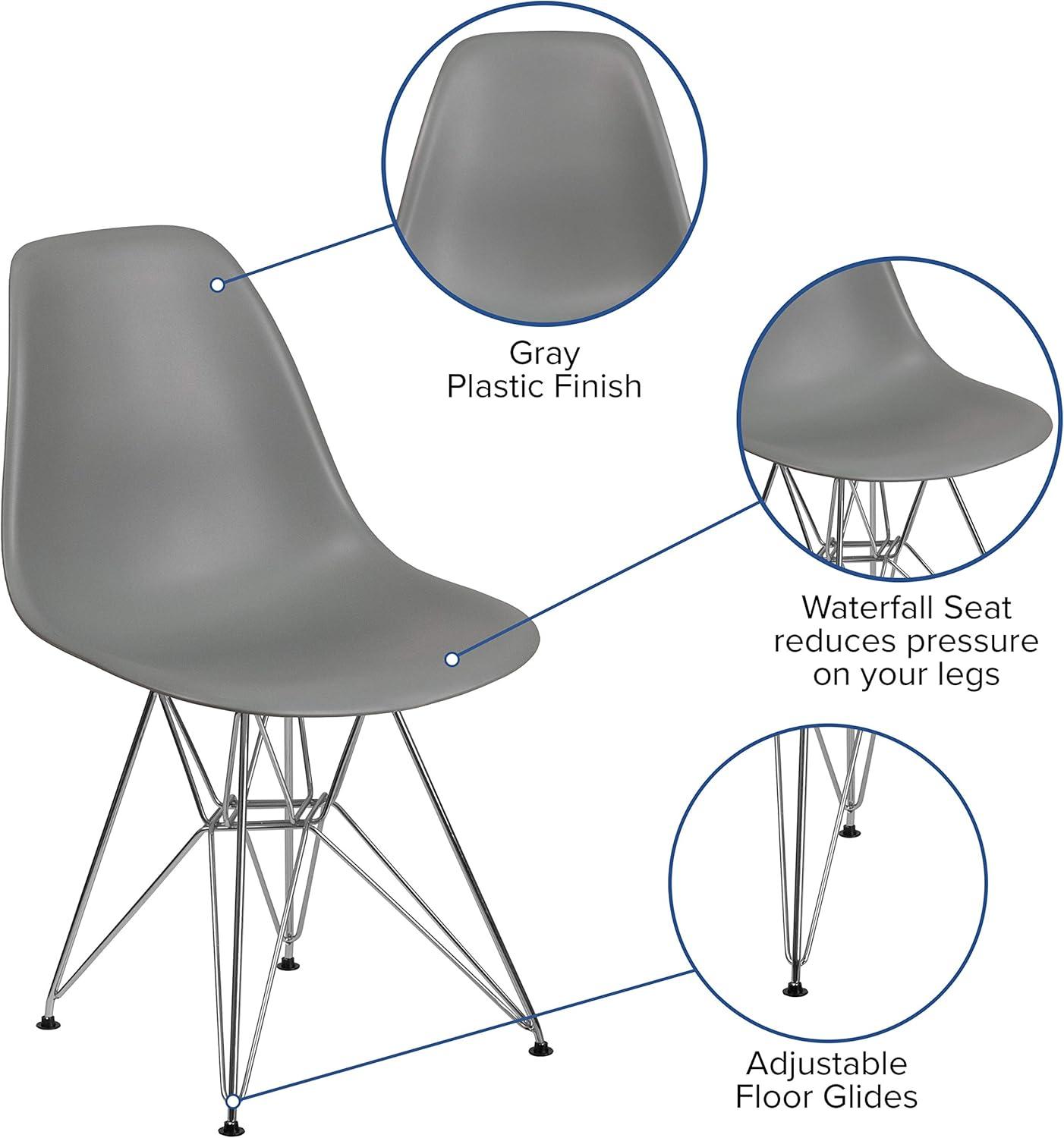 Flash Furniture Elon Series Moss Gray Plastic Chair with Chrome Base