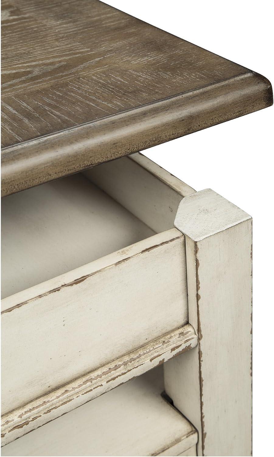 Realyn Coffee Table with Lift Top White/Brown - Signature Design by Ashley: Mid-Century Style, Storage, Wood Legs