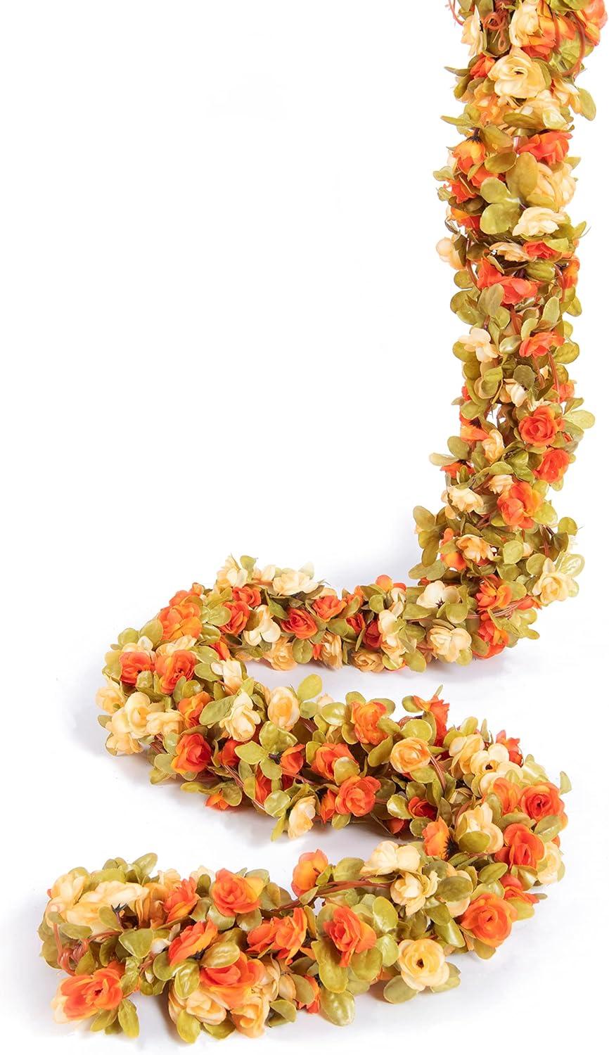 Flower Garland, Artificial Hydrangea Vine Flowers, Hanging Fake Hydrangeas Vine for Room Anniversary Wedding Birthday Christmas Wall Arch Decor, 2 Pcs, Floral Garland, Champagne Flower