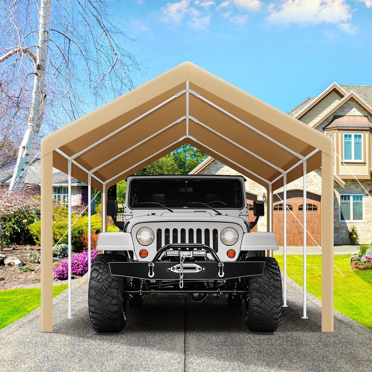 Cobizi Carport 10'x20' Heavy Duty Portable Garage, Upgraded Car Canopy
