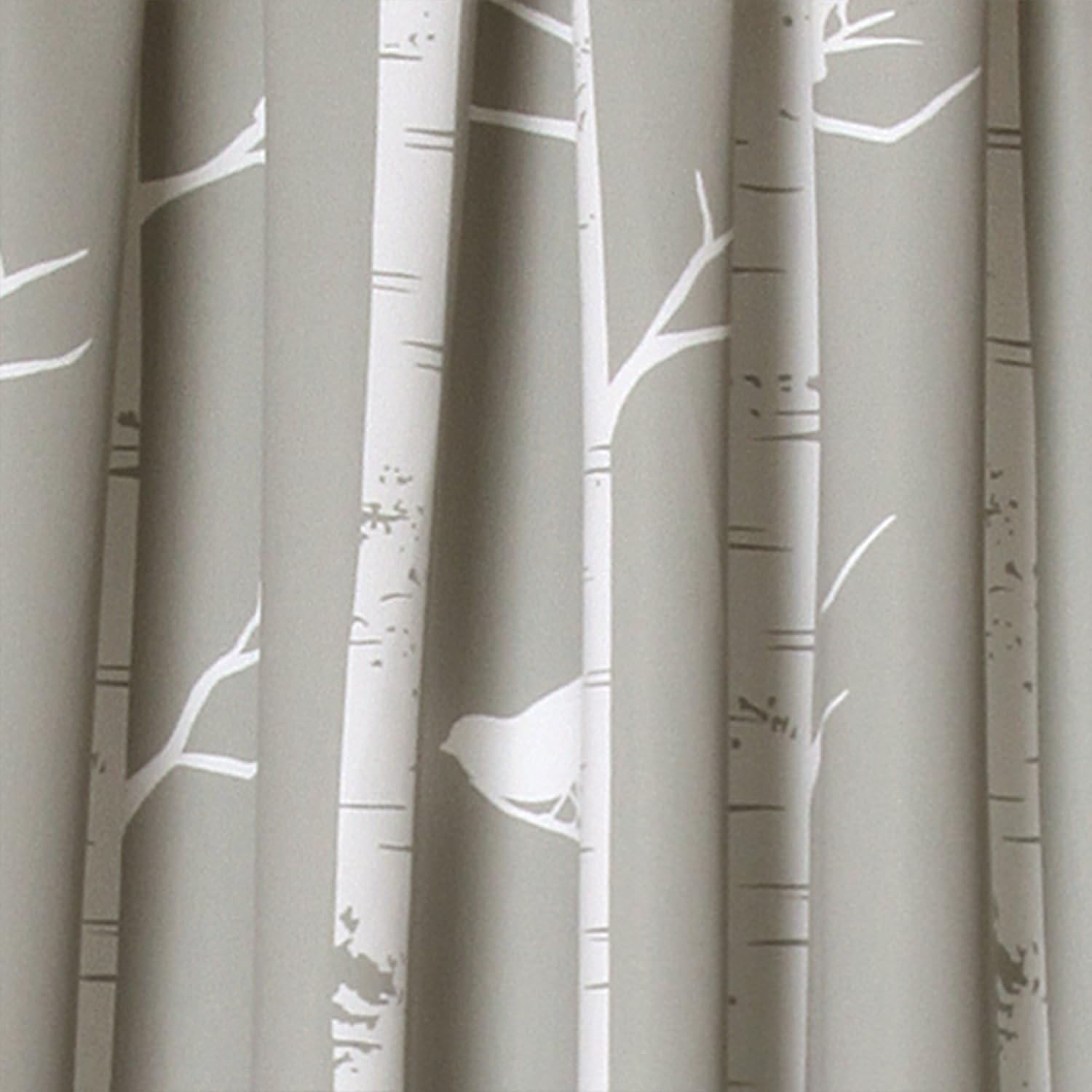 Lush Decor Bird On The Tree Room Darkening 84" x 52" + 2" Header Nature Gray 100% Polyester 3" Rod Pocket 2-Pc Set Window Panel