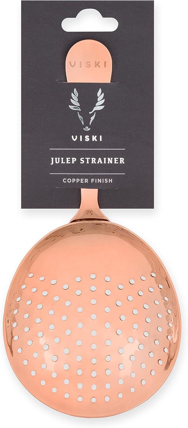 Summit Copper Julep Strainer by Viski | Professional Metal Stainless Steel Cocktail Strainer for Kitchen with Handle | Home bar tool