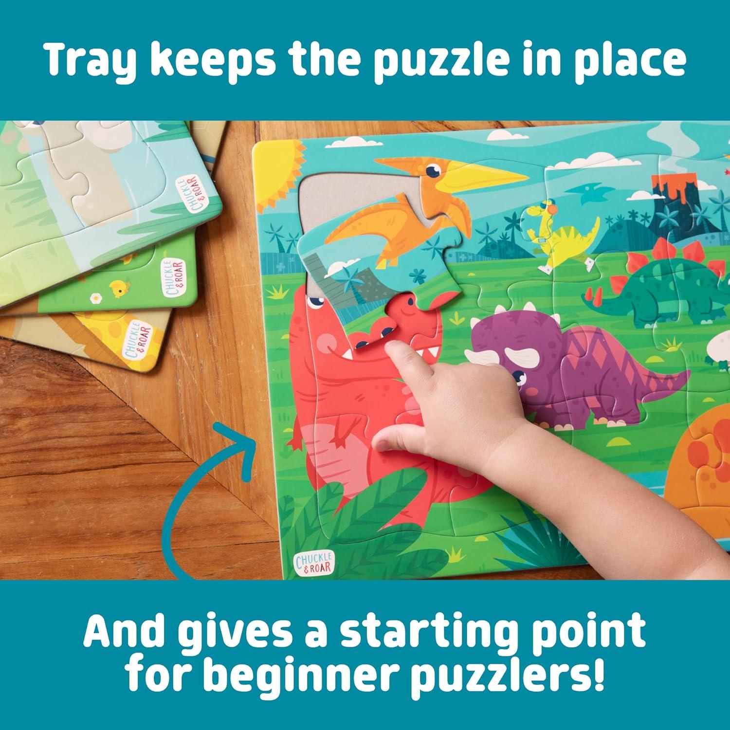 Chuckle & Roar 4-pack Interlocking Tray Puzzles for Children Ages 3+, by Buffalo Games