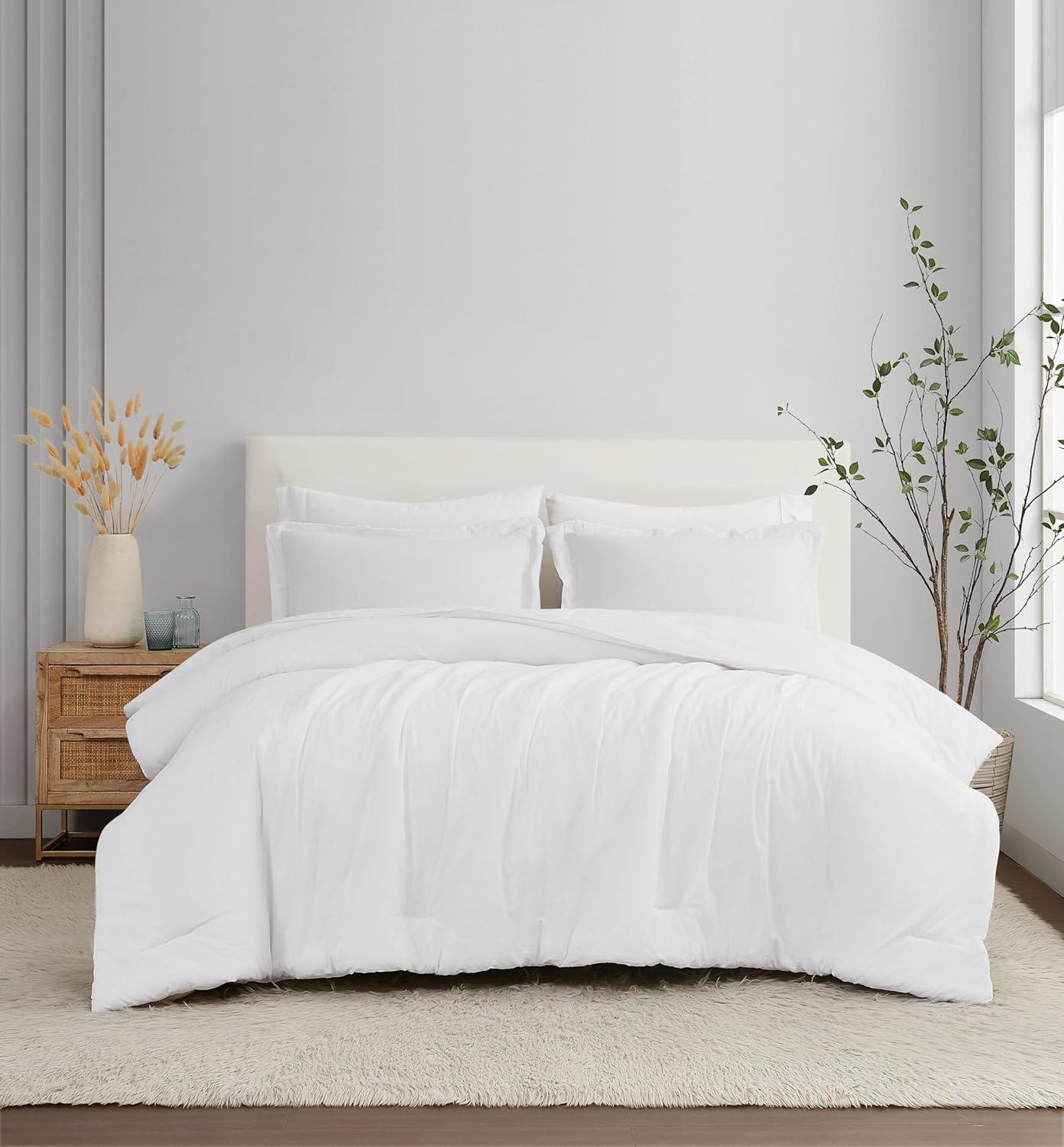 Brooklyn Loom 3pc Full/Queen Flax Linen Comforter Set White