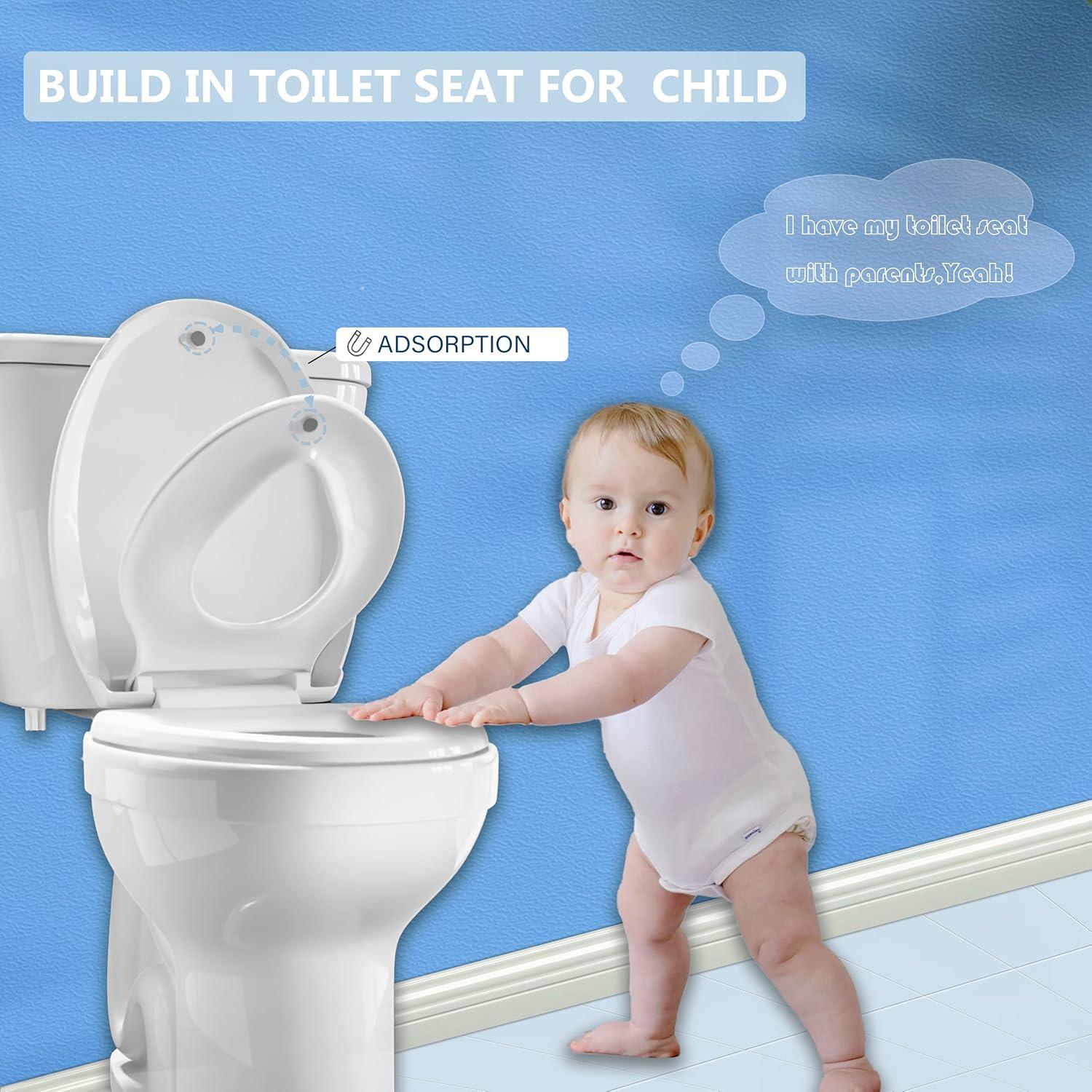 White Elongated Soft Close Potty Training Toilet Seat