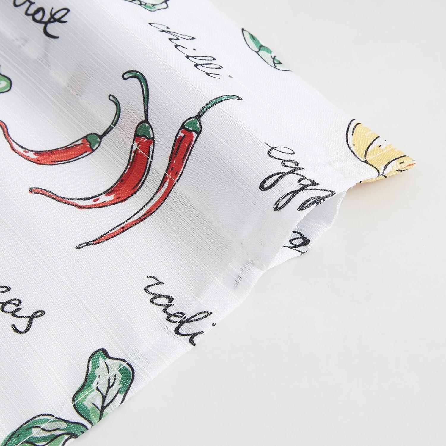 RT Designer's Collection Tribeca Vegetables Printed 3 Pieces Kitchen Curtain Set Includes 1 Valance 52" x 18" and 2 Tiers 26" x 36" Each Multi Color