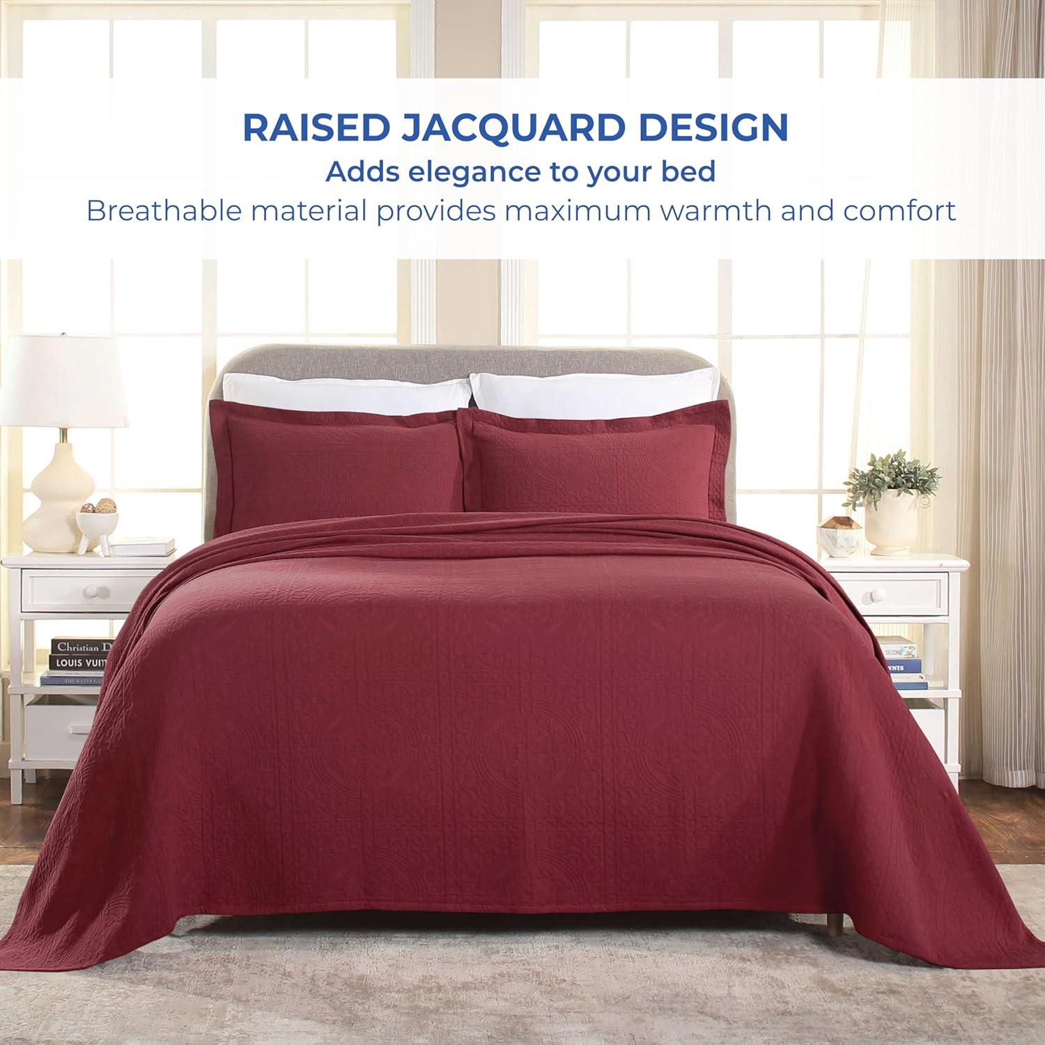 Garnet Floral Cotton Twin Bedspread Set with Pillowsham