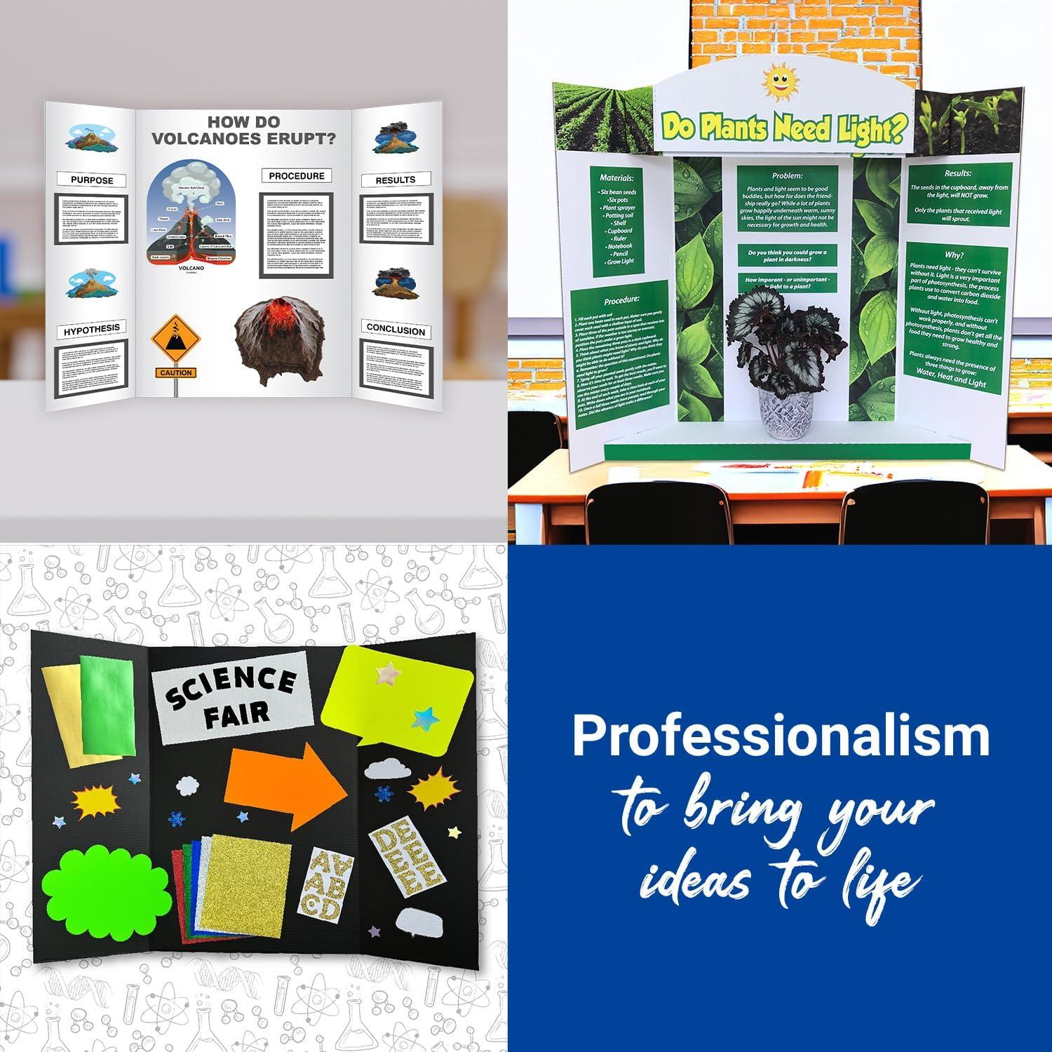 Black/Kraft Corrugated Tri-Fold Project Display Board 36" x 48", Pack of 12