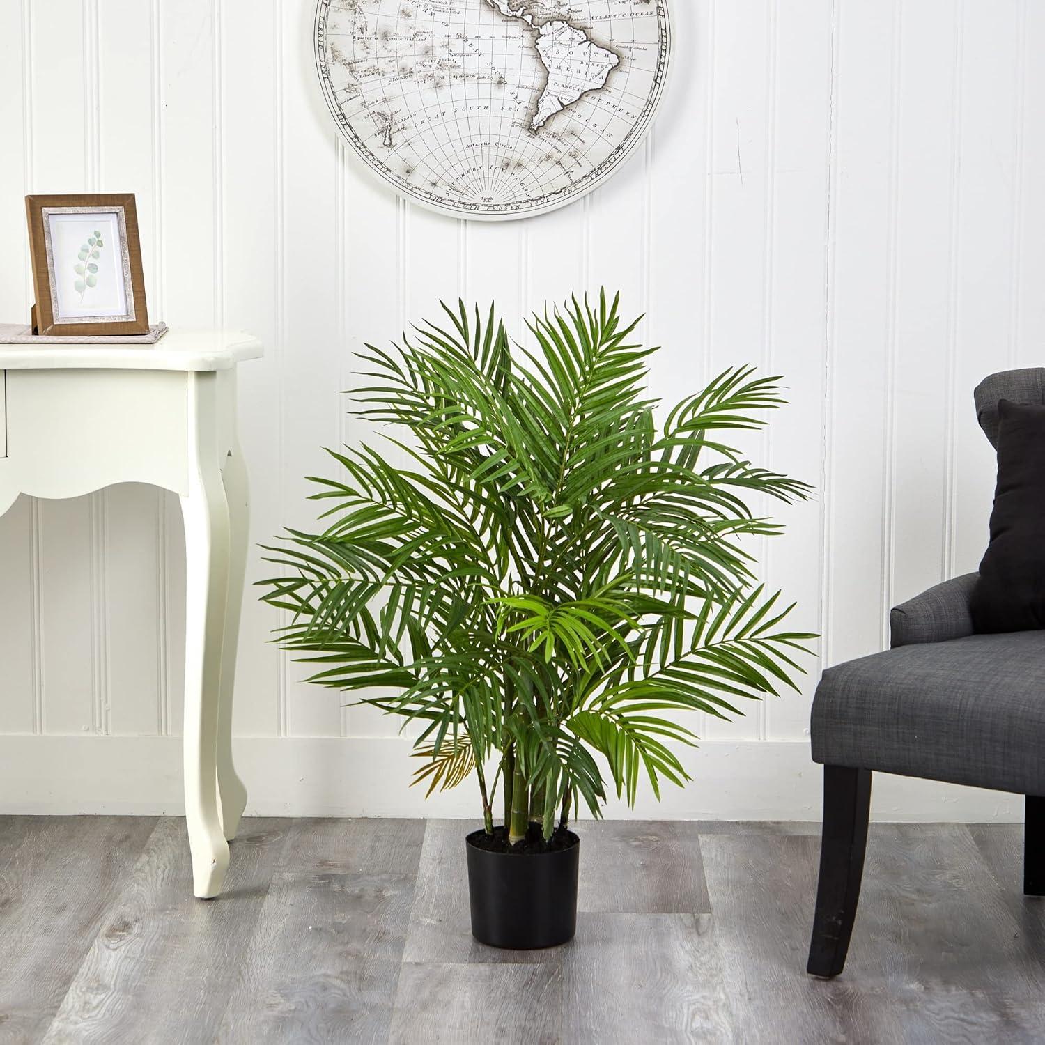 Nearly Natural 3' Green Silk Palm Tree in Black Pot