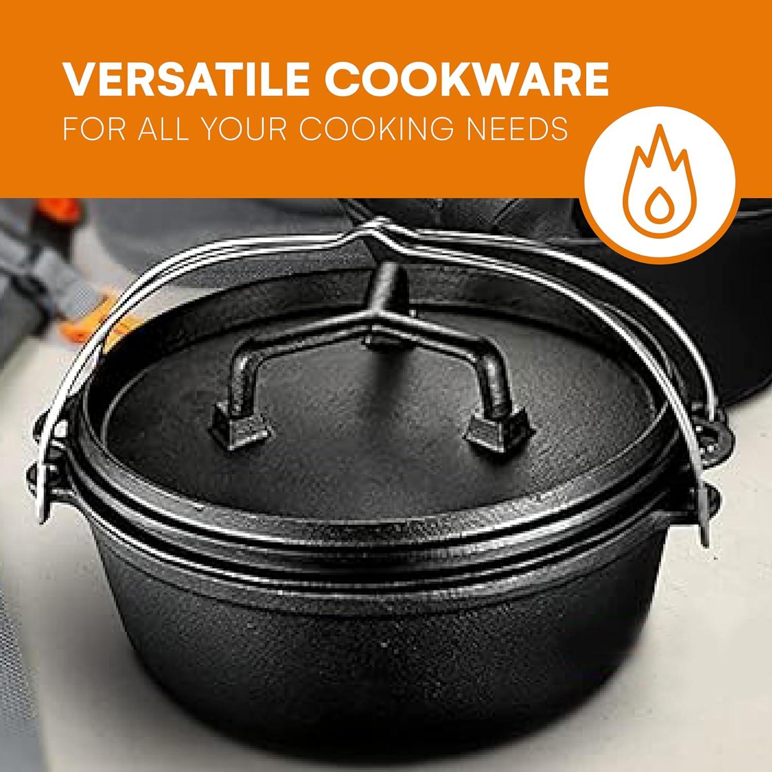 Bruntmor Pre-Seasoned 7pc Cast Iron Cookware Set w/Multi Cooker, Grill Pan, Dutch Oven