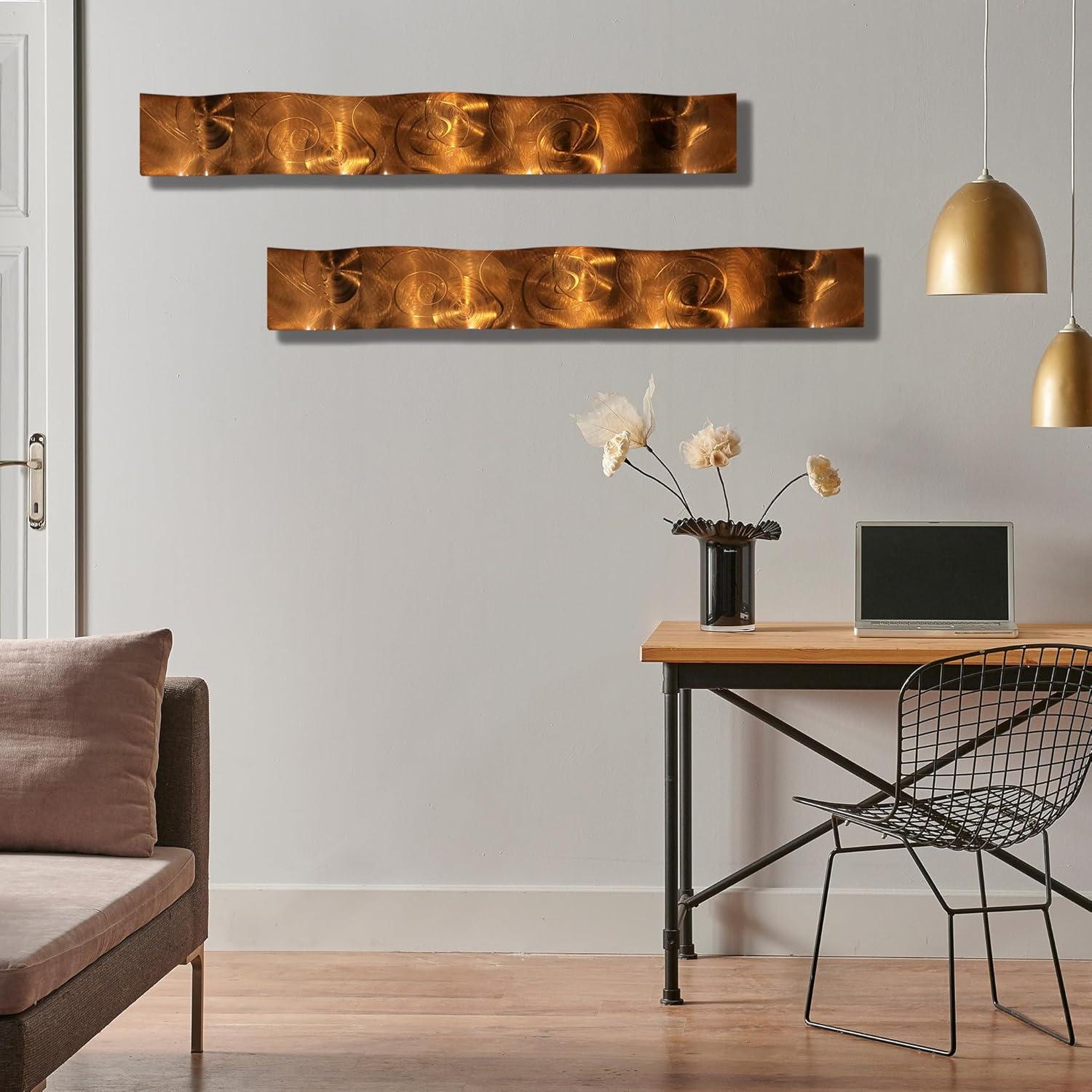 Orren Ellis Handmade Modern Abstract Wall Decor on Metal (Set of 2)