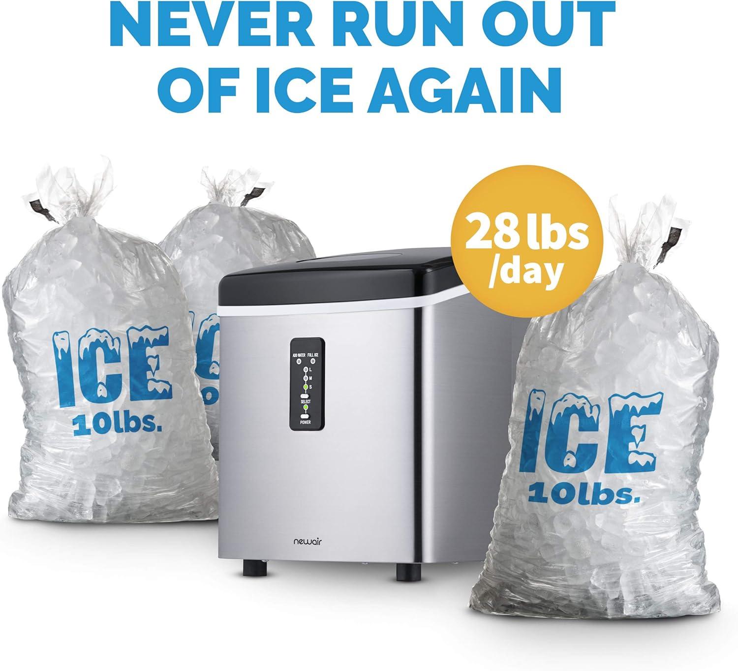 Newair Countertop Ice Maker, 28 lbs. of Ice a Day, 3 Ice Sizes, BPA-Free Parts