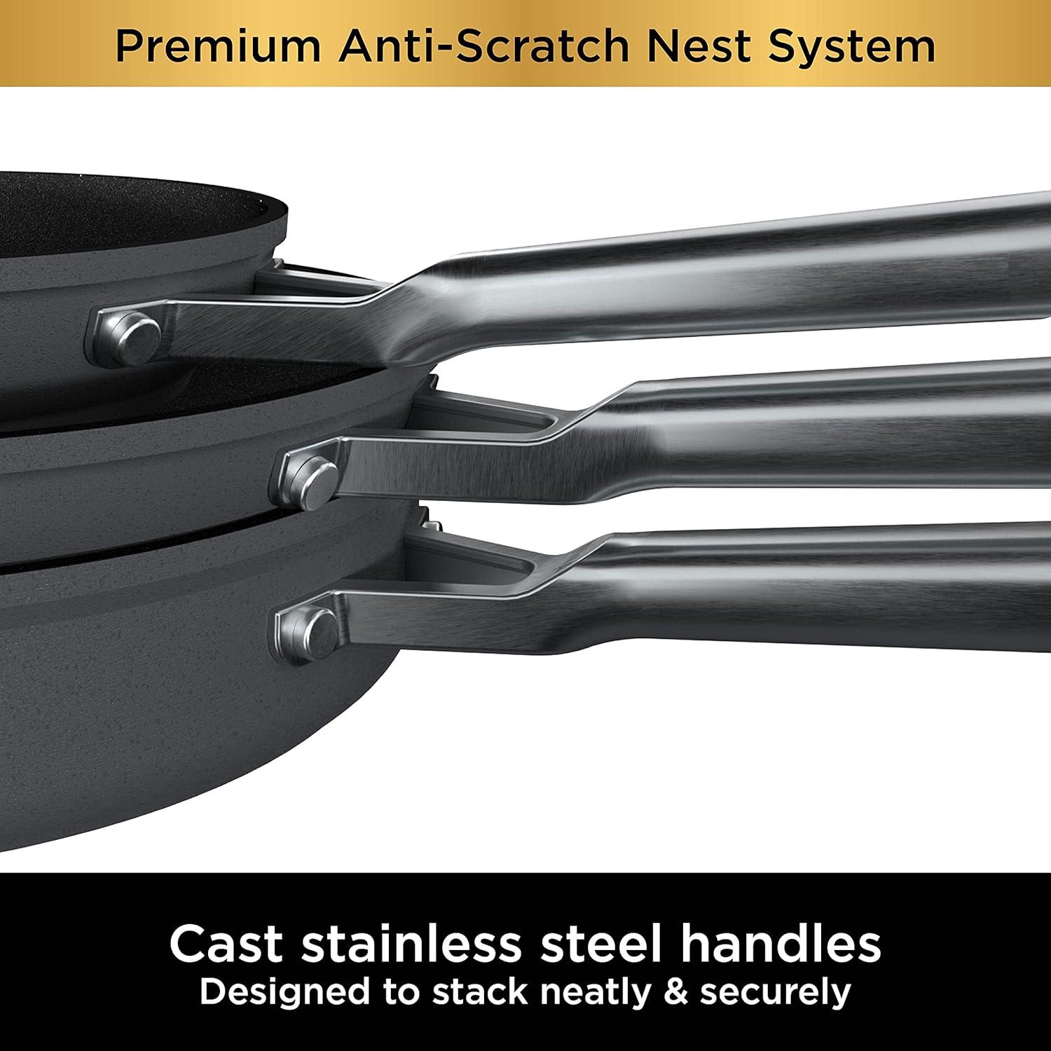 Slate Grey Aluminum and Stainless Steel 5-Quart Sauté Pan with Glass Lid