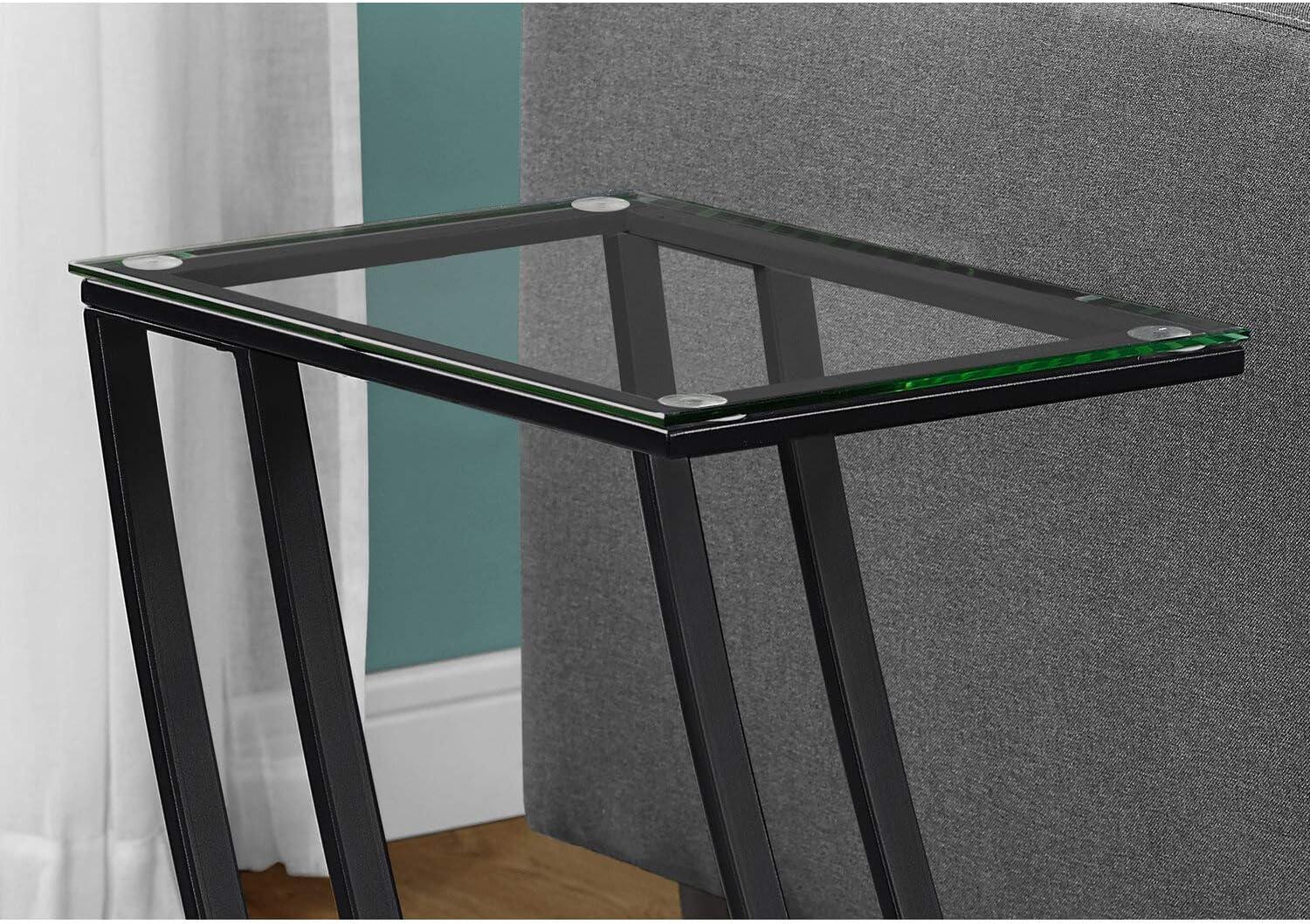 Monarch Specialties Accent Table, C-shaped, End, Side, Snack, Living Room, Bedroom, Tempered Glass