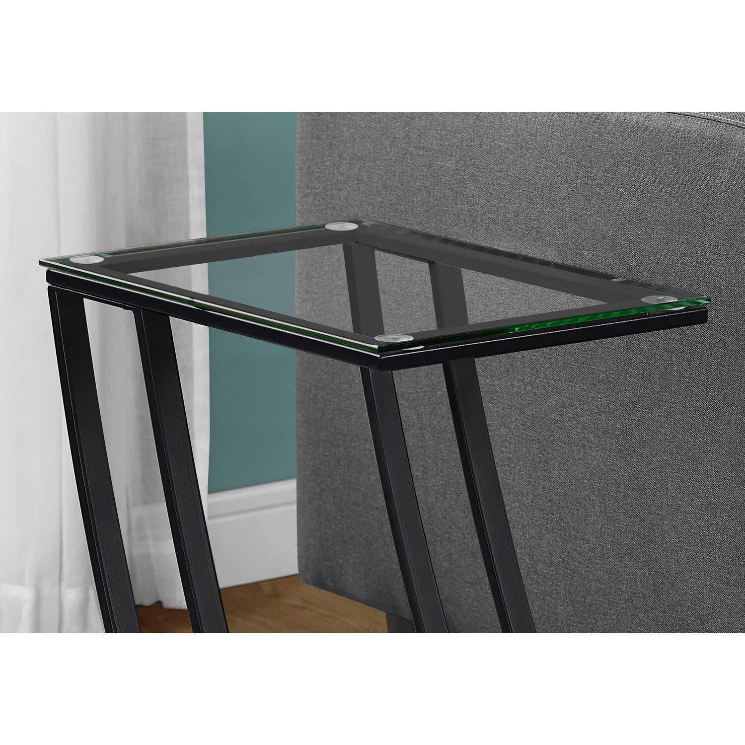 Monarch Specialties ACCENT TABLE - BLACK METAL WITH TEMPERED GLASS