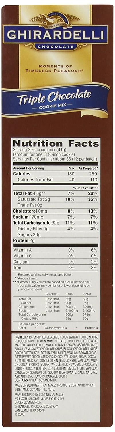 Ghirardelli Triple Chocolate Cookie Mix with Semi-Sweet, Milk, Bittersweet Chips - 52.5 oz