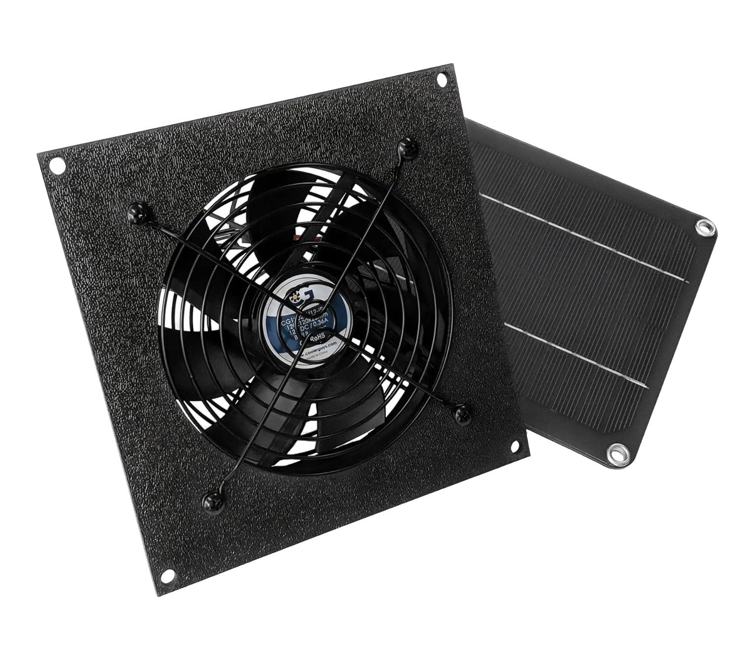 coolerguys Small Solar Powered Waterproof Fan Kit for Small Chicken Coops, Greenhouses, Doghouses, Sheds, And Other Enclosures