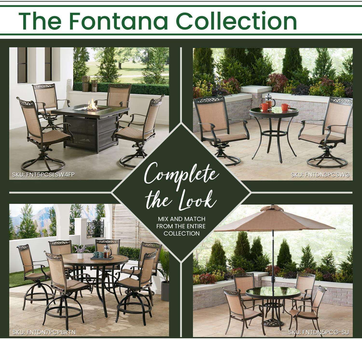 Hanover Fontana 5-Piece Aluminum Outdoor Dining Set with a Glass-Top Dining Table, Seats 4