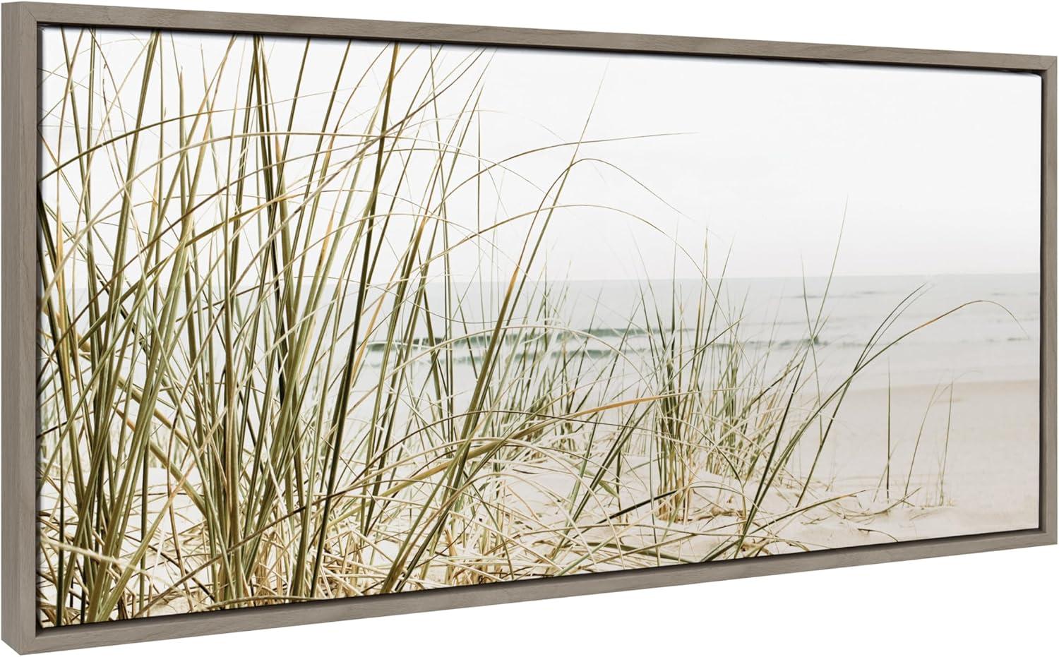 Kate & Laurel All Things Decor Sylvie Calming Beach Grass Framed Canvas by The Creative Bunch Studio