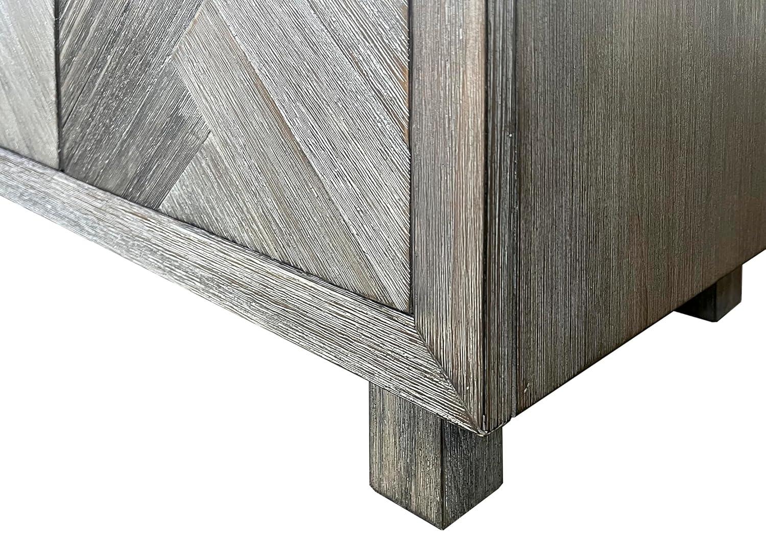 Palisades 90" Six Door TV Stand: Herringbone Pattern, Iron Hardware - Martin Furniture